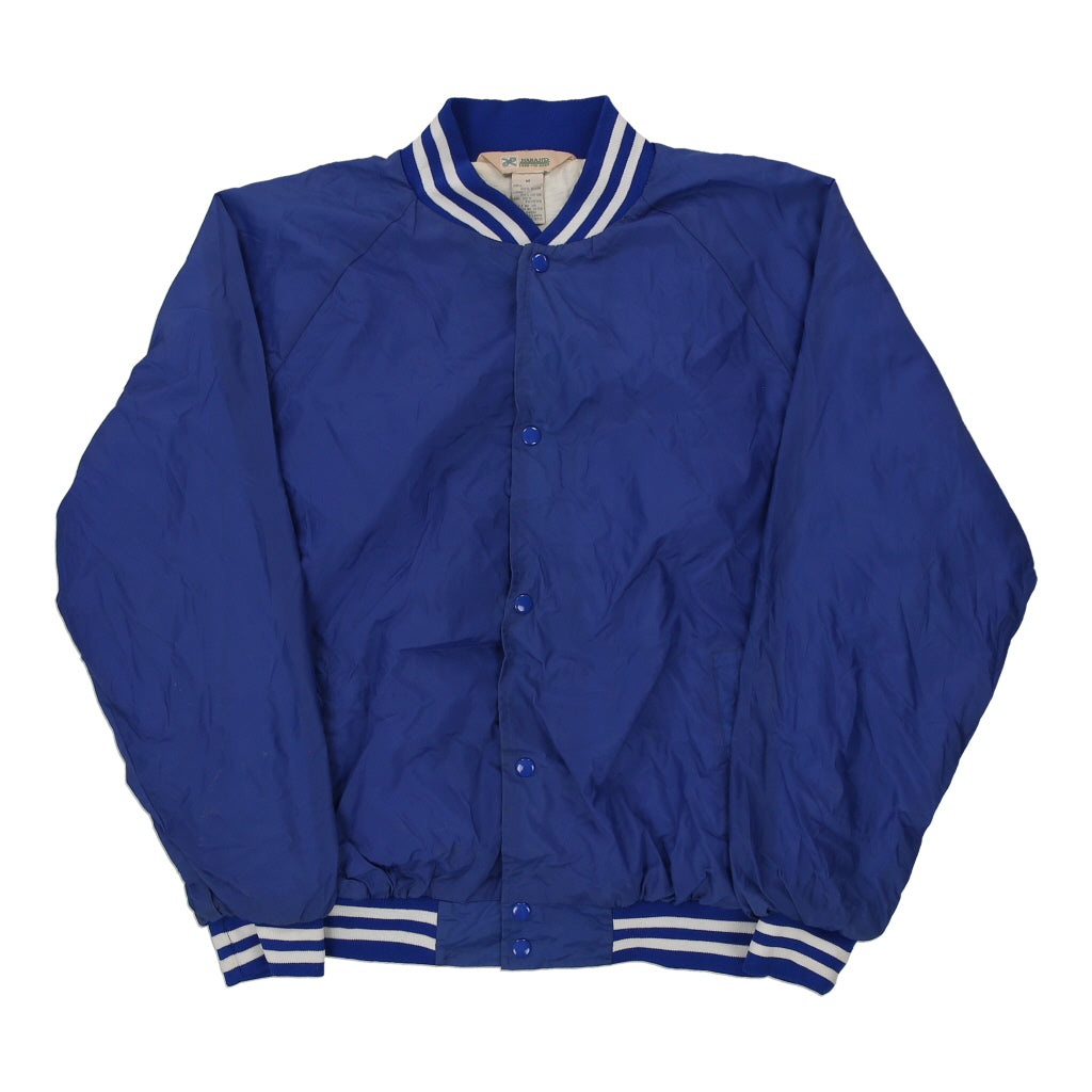 Haband Varsity Jacket - Medium Blue Nylon Blend | Size: medium Refurbished - Thrifted (note: this is a term often used to describe second- refurbished available on Cerqular