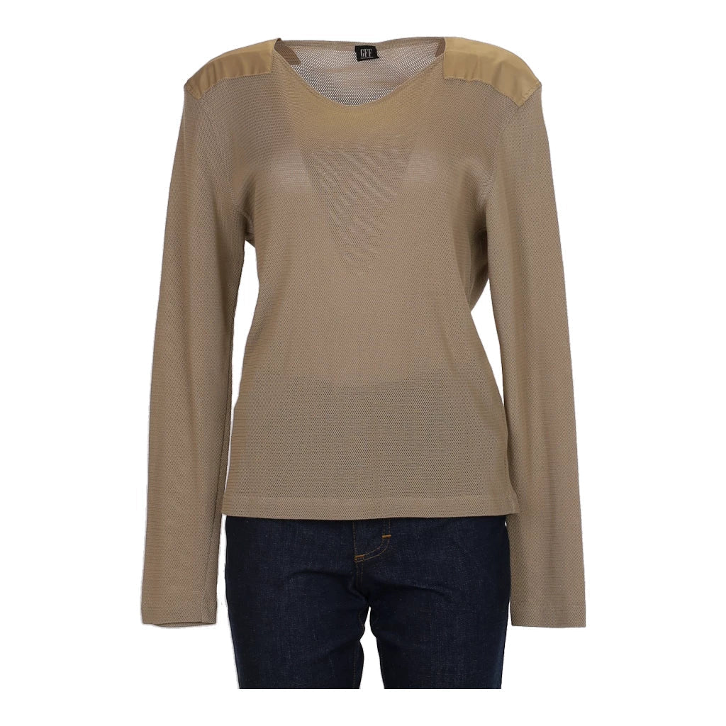 Gianfranco Ferre Jumper - XL Beige Cotton Blend Refurbished - Thrifted (note: this is a term often used to describe second- refurbished available on Cerqular