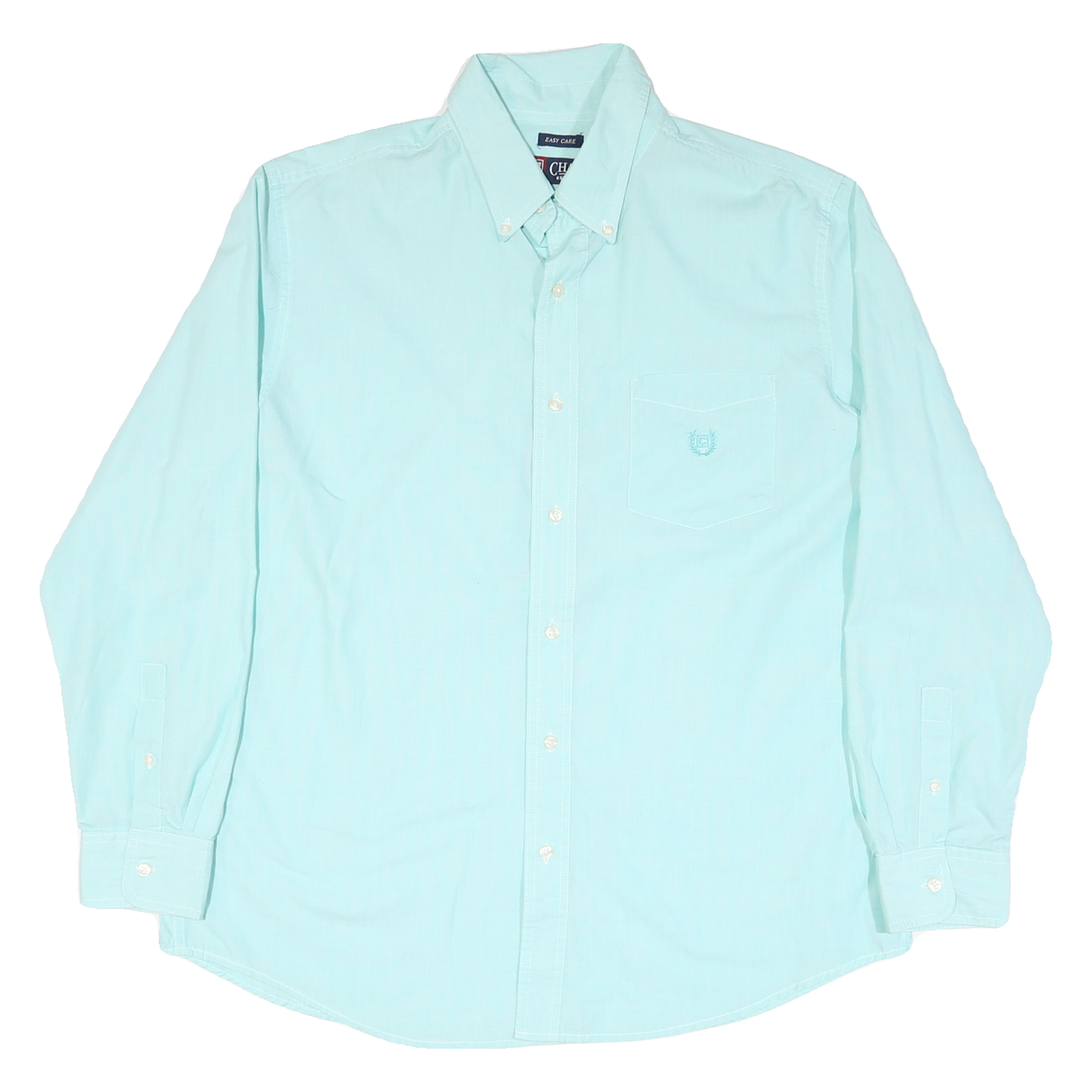 CHAPS Mens Blue Plain Cotton Blend Shirt L Button-Down Collar Long Sleeve Casual Refurbished - N/A refurbished available on Cerqular