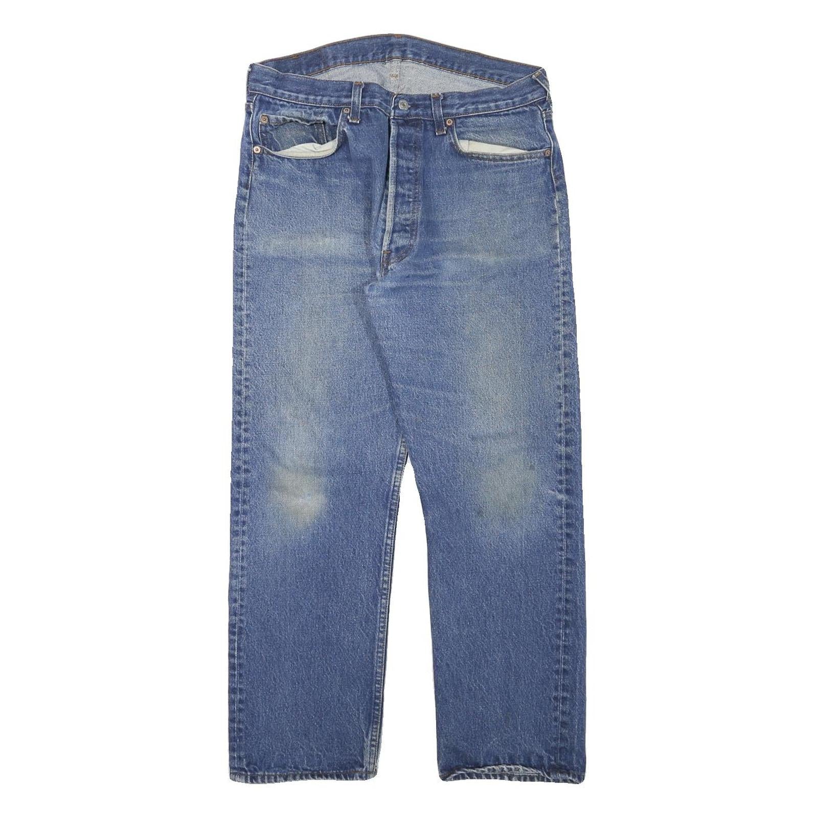 LEVI'S 501 Mens Jeans Blue Regular Straight Denim Medium W32 L27 Classic Fit Refurbished - N/A refurbished available on Cerqular