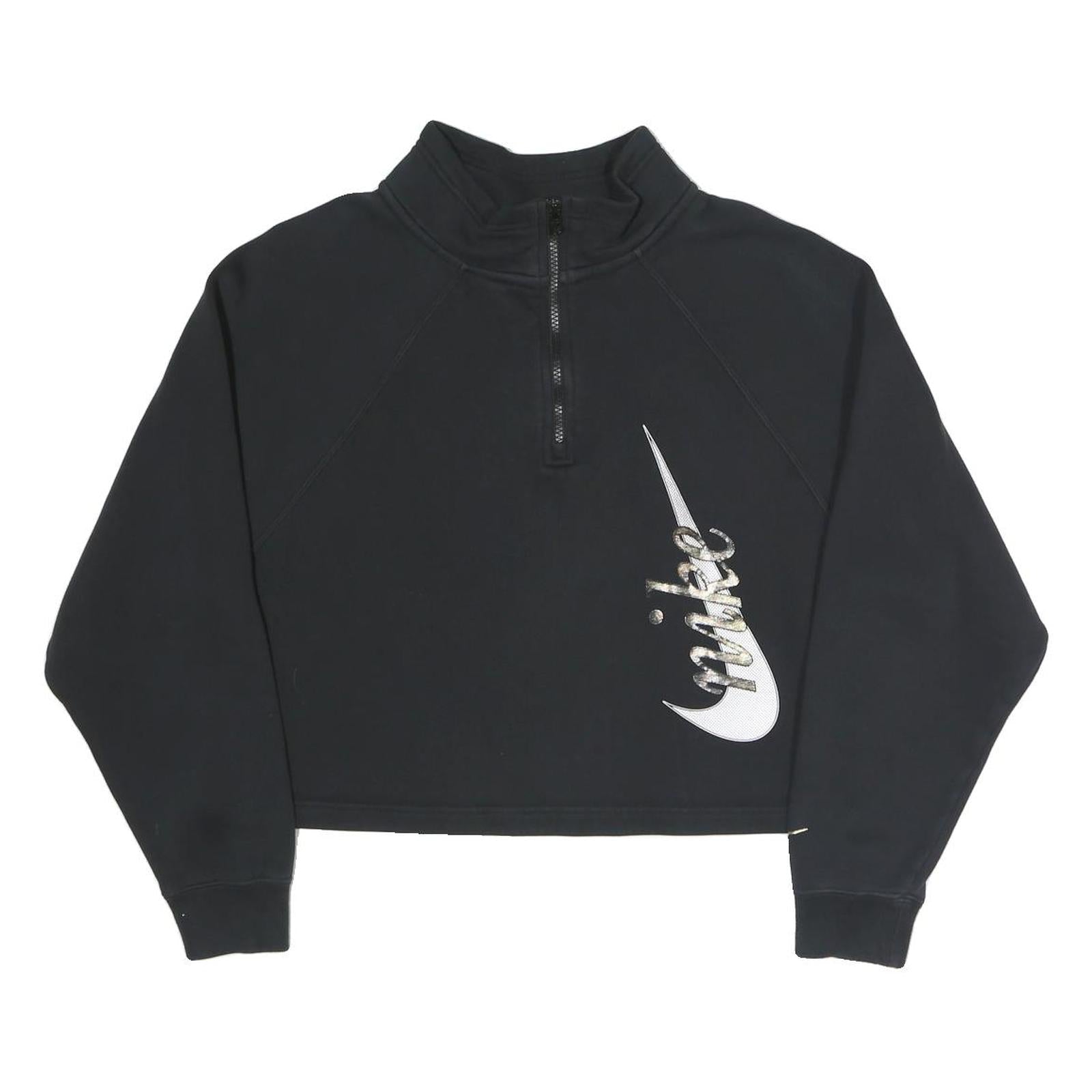 NIKE Womens Black 1/4 Zip M Cotton Blend Crop Sweatshirt Sportswear Refurbished - N/A refurbished available on Cerqular
