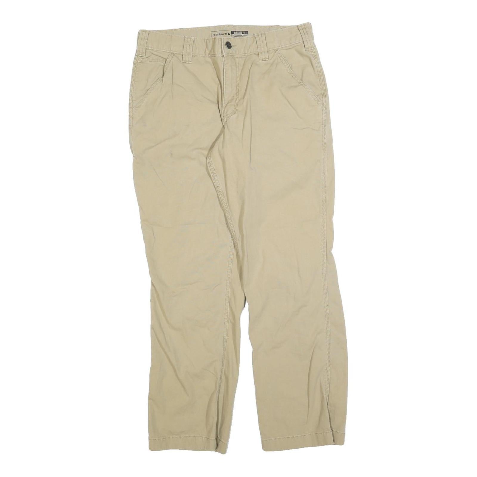 CARHARTT Mens Cotton Blend Beige Relaxed Fit Straight Trousers W32 L30 Workwear Refurbished - N/A refurbished available on Cerqular