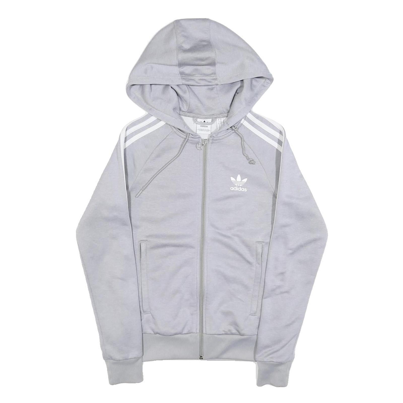 ADIDAS Womens Grey Hoodie UK 6 Zip Up Cotton Blend Casual Jacket Refurbished - N/A refurbished available on Cerqular