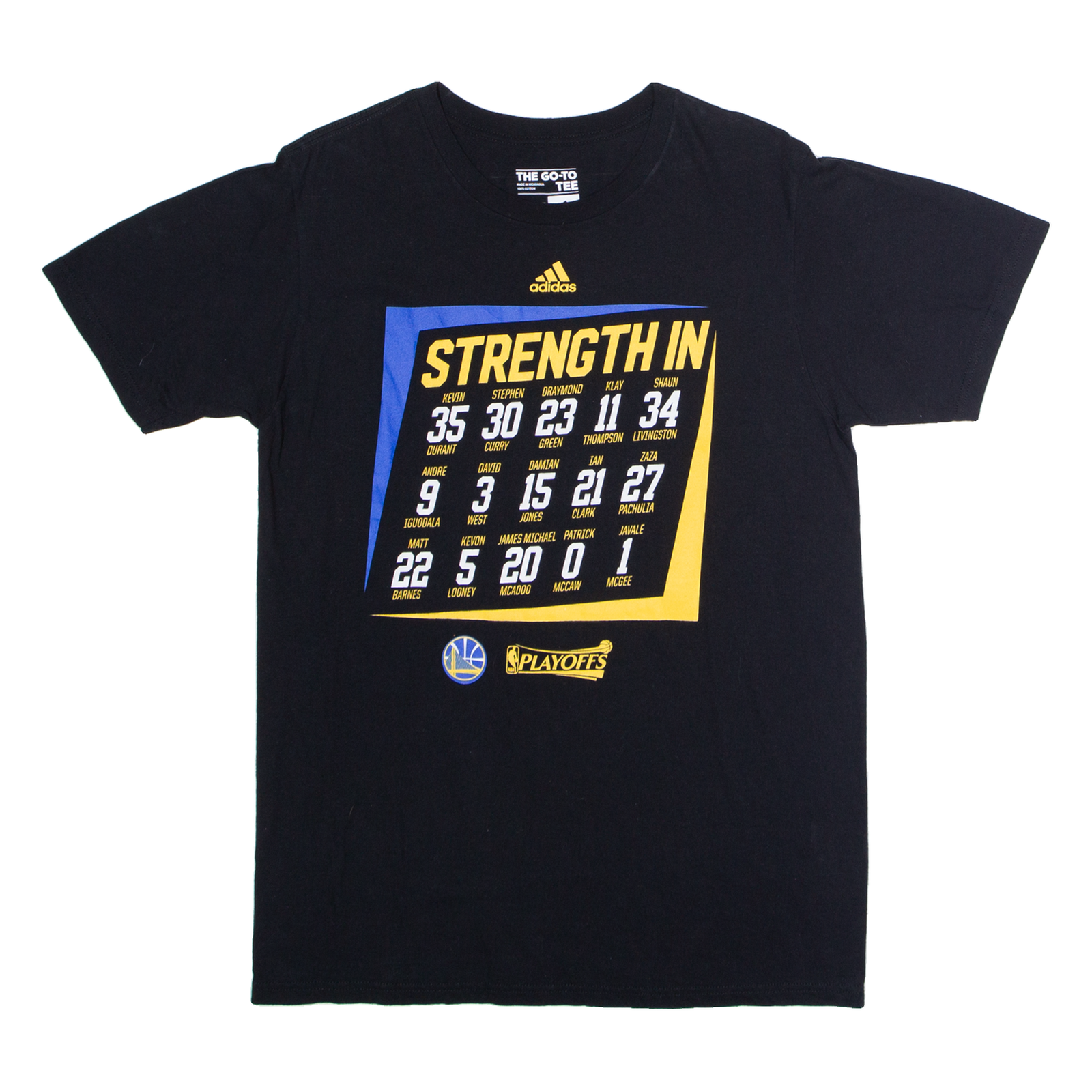 ADIDAS Golden State Warriors NBA Playoffs Strength In Numbers Mens T-Shirt Black USA M Refurbished - N/A refurbished available on Cerqular