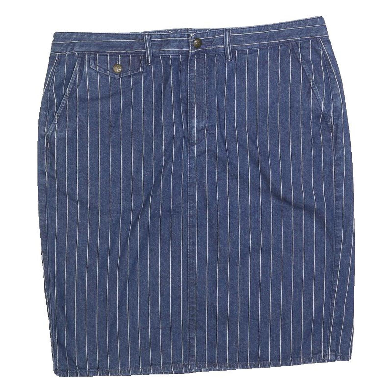 LAUREN RALPH LAUREN Womens Blue Denim Striped Pencil Knee Length Cotton Blend Refurbished - N/A refurbished available on Cerqular