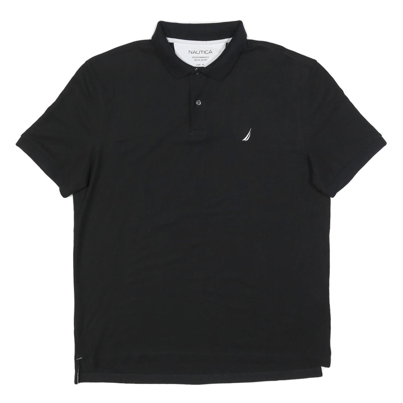 NAUTICA Mens Black Cotton Blend Polo Shirt XL Short Sleeve Plain Classic Refurbished - N/A refurbished available on Cerqular