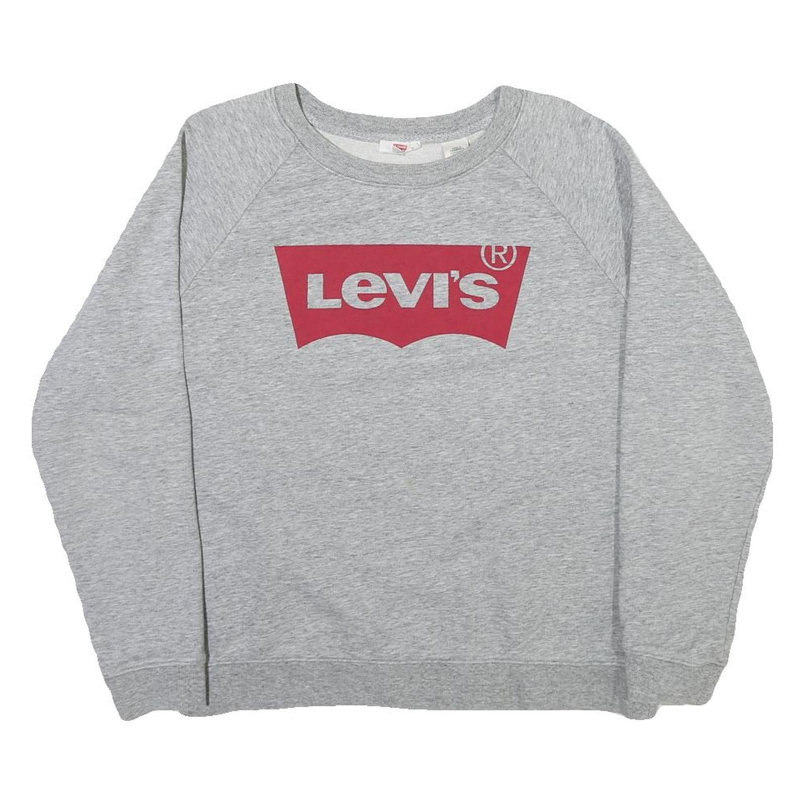 LEVI'S Mens Grey Crew Neck M Cotton Blend Sweatshirt Pullover Casual Logo Refurbished - N/A refurbished available on Cerqular