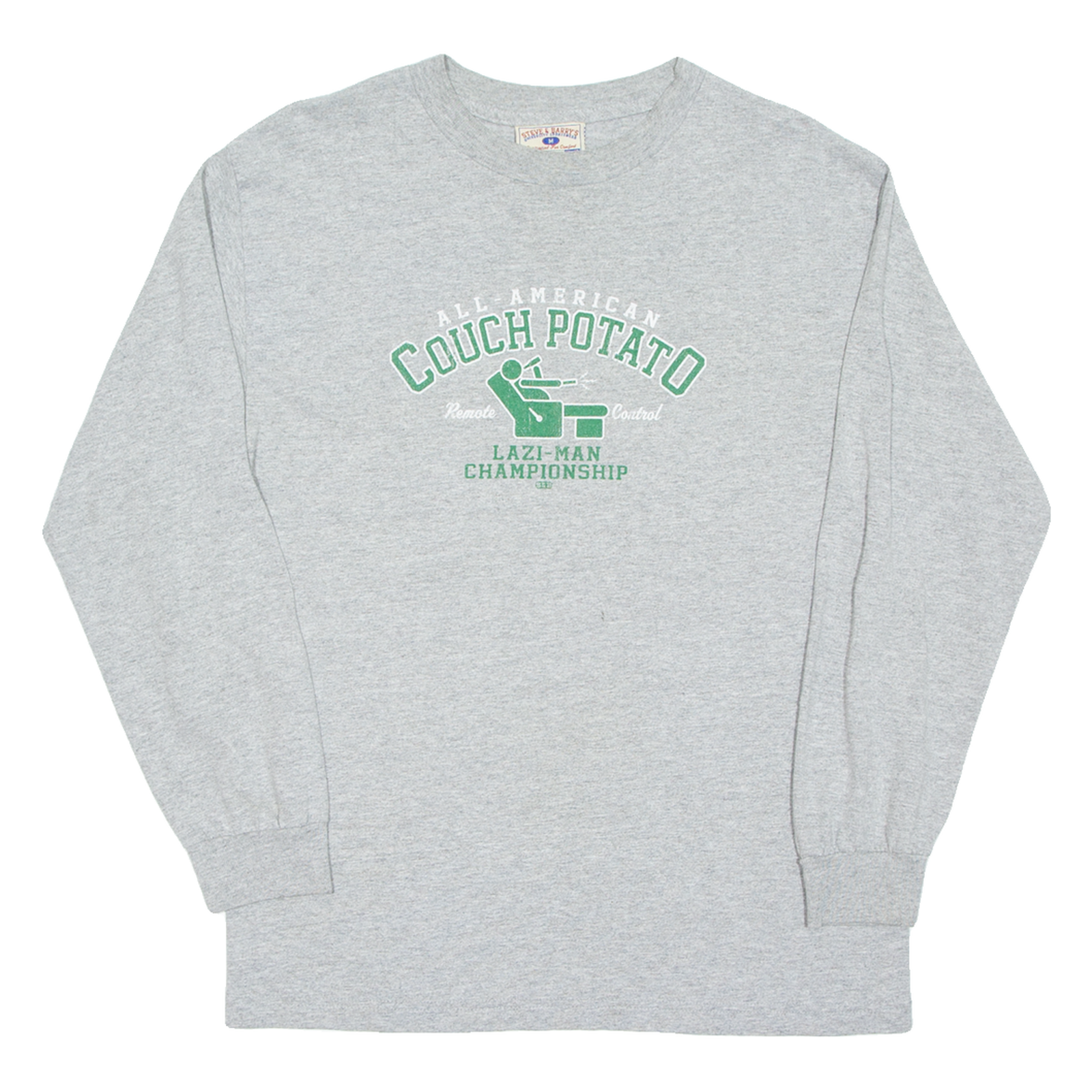 STEVE & BARRY Couch Potato Mens T-Shirt Grey Long Sleeve USA M Refurbished - N/A refurbished available on Cerqular