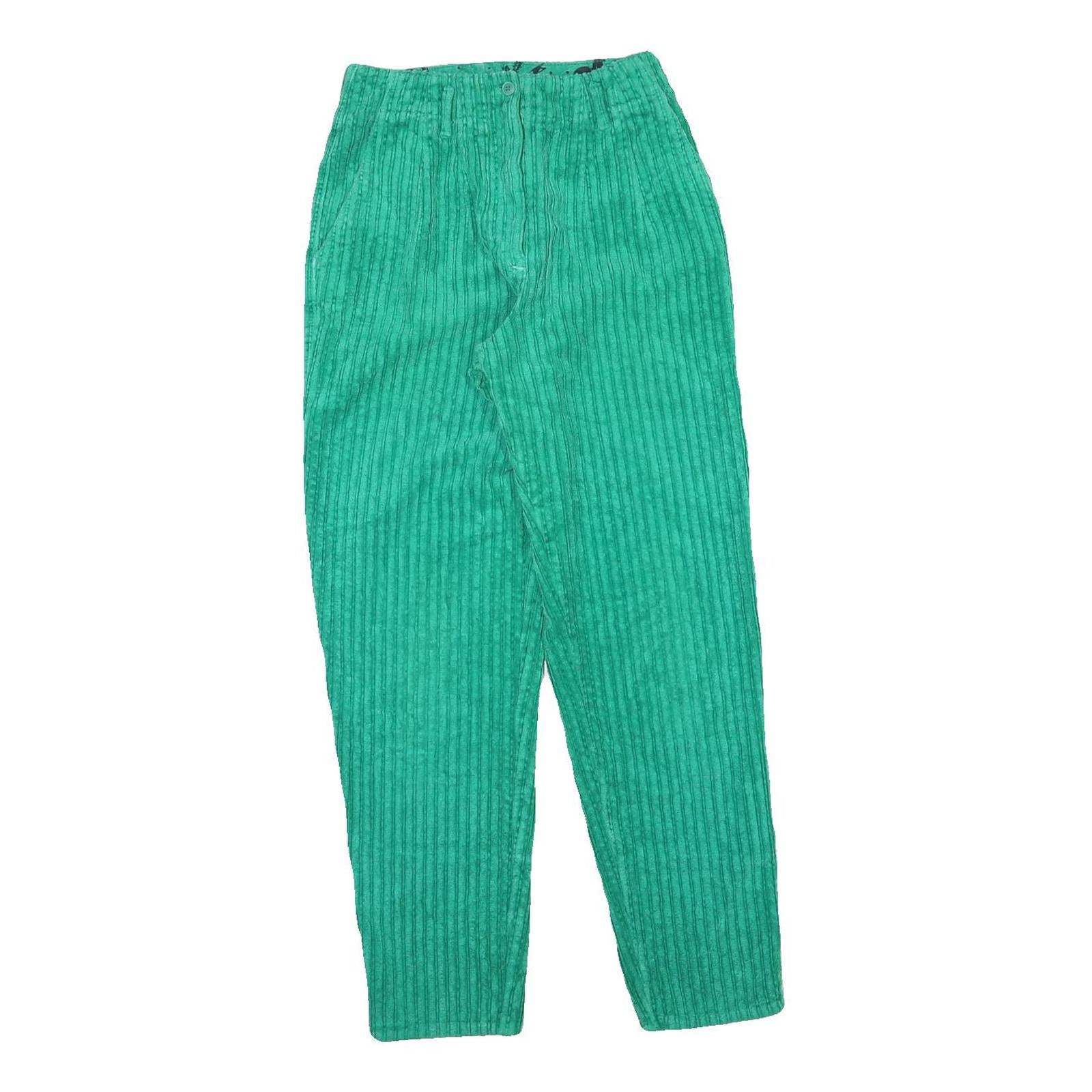 Womens Cotton Blend Regular Fit Green Corduroy Trousers W24 L28 Comfortable Refurbished - N/A refurbished available on Cerqular