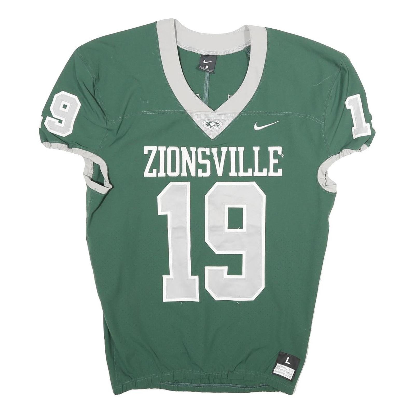 NIKE Mens Green & Grey Zionsville Graphic T-Shirt L Short Sleeve V-Neck Refurbished - N/A refurbished available on Cerqular