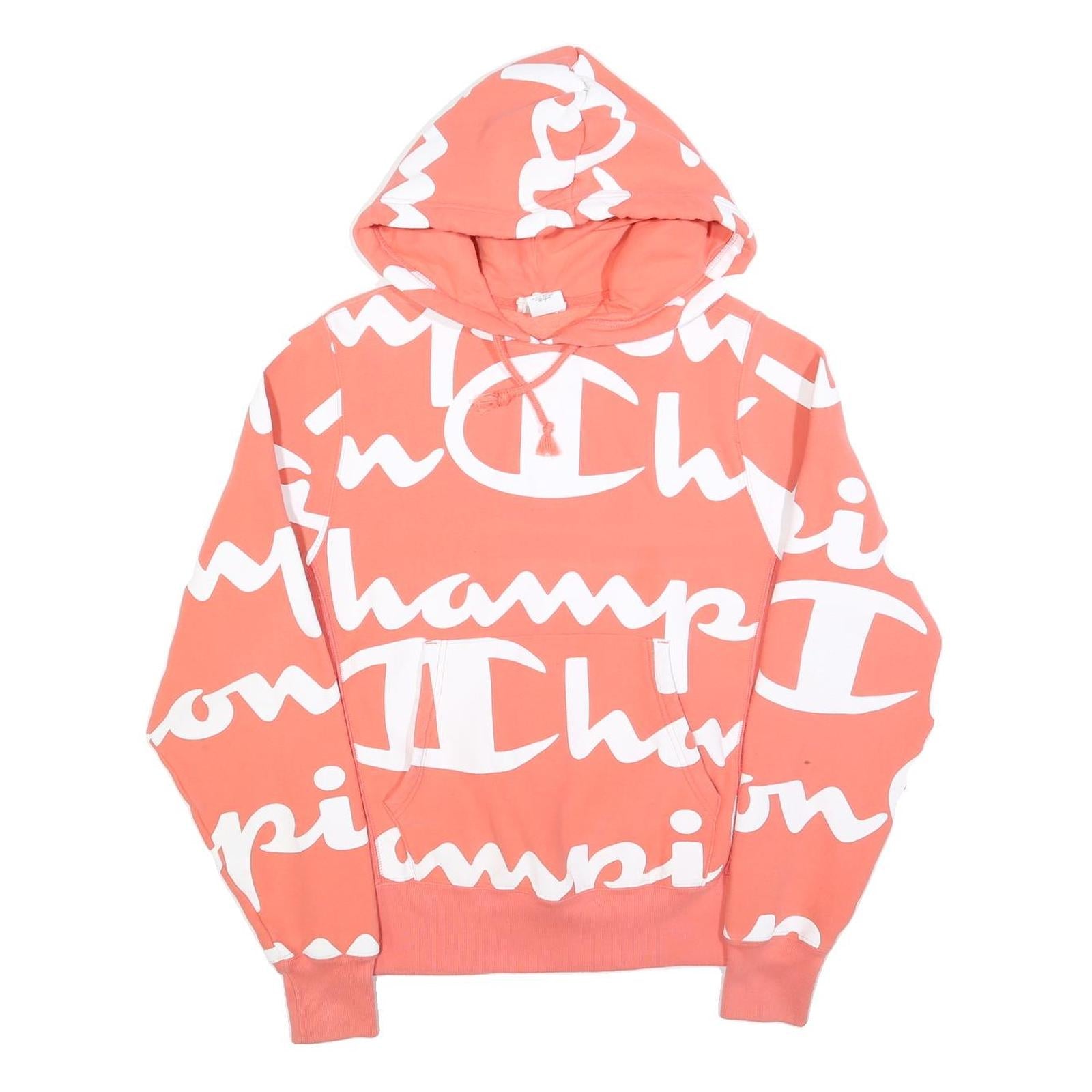 CHAMPION REVERSE WEAVE Womens Coral & White All Over Print Hoodie S Fashion Refurbished - N/A refurbished available on Cerqular