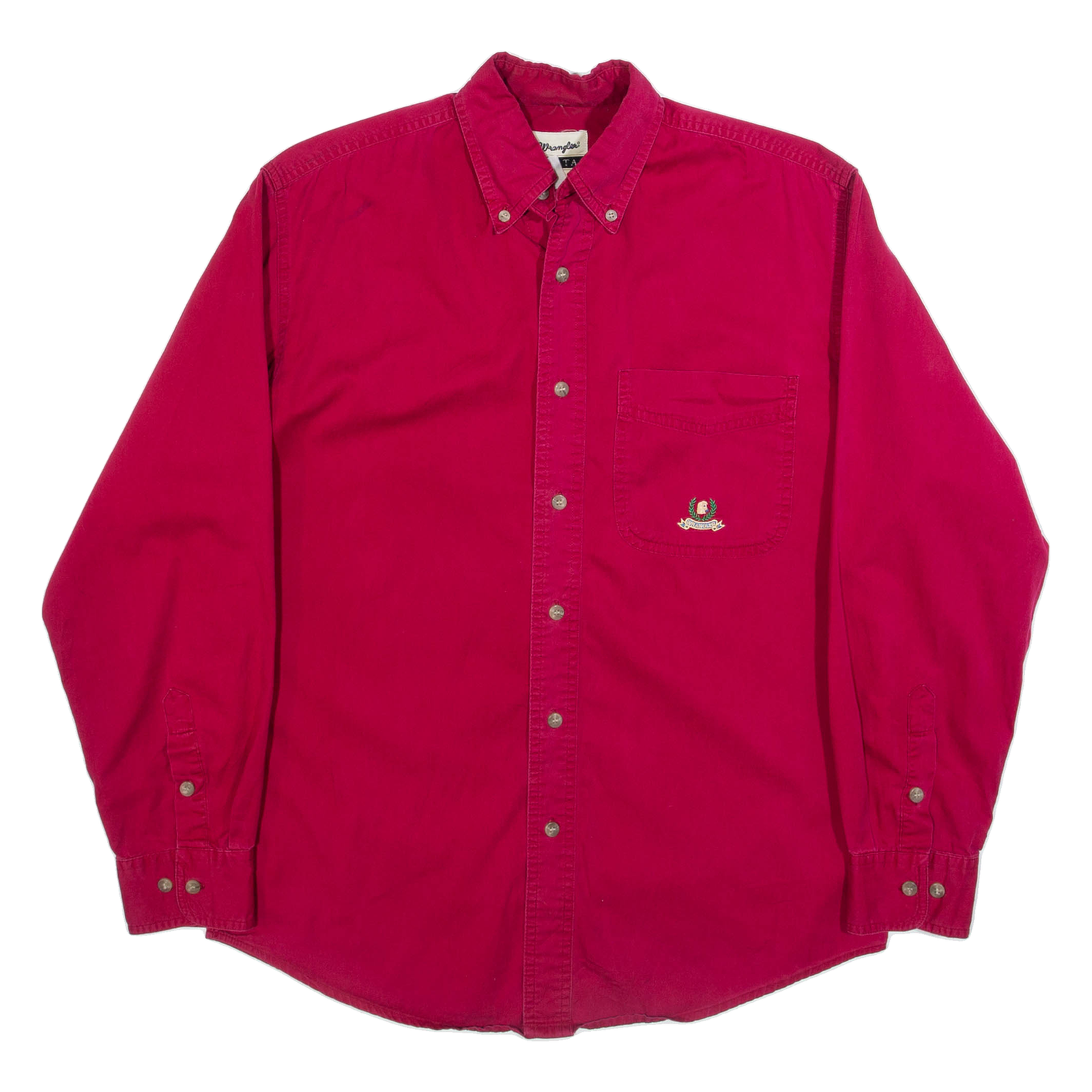 WRANGLER Mens Plain Shirt Red Long Sleeve M Refurbished - N/A refurbished available on Cerqular