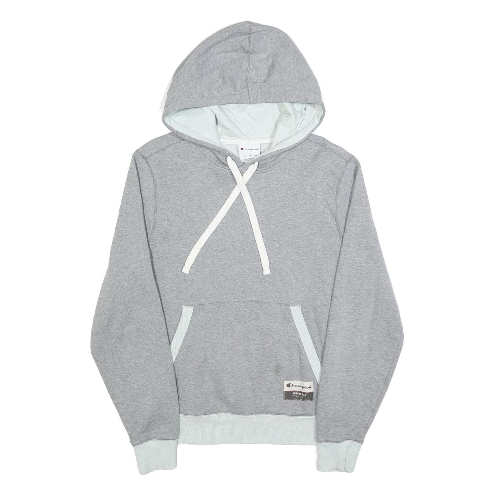 CHAMPION Mens Grey Contrast Trim Pullover Hoodie S Lightweight Drawstring Refurbished - N/A refurbished available on Cerqular