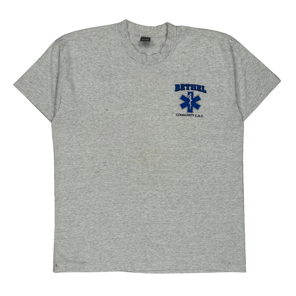 Made In USA Single Stitch Community Ambulance Fruit Of The Loom Graphic T-Shirt - XL Grey Cotton Refurbished - Thrifted (note: this is a term often used to describe second- refurbished available on Cerqular