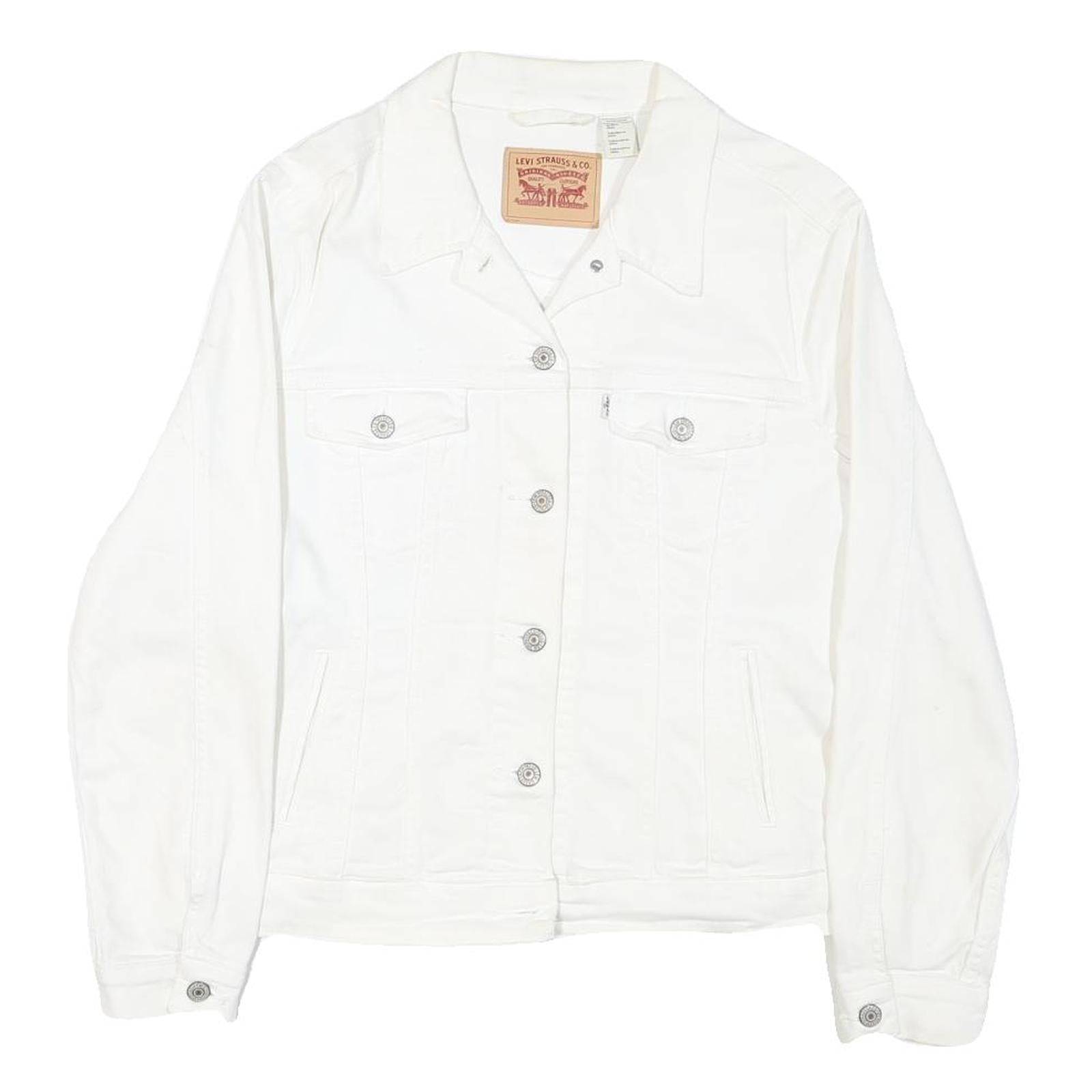 LEVI'S Womens White Button Cotton Blend Denim Jacket XL Plain Classic Casual Refurbished - N/A refurbished available on Cerqular