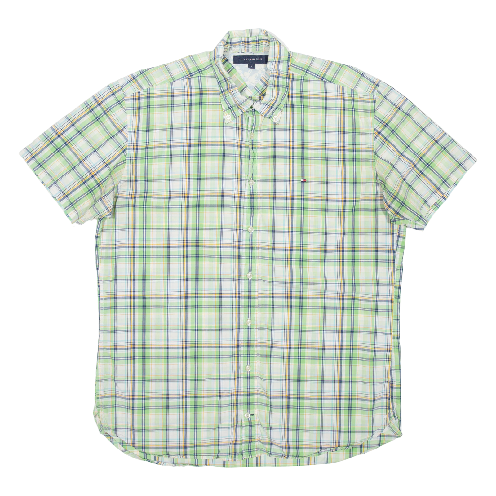 TOMMY HILFIGER Mens Shirt Green Check L Refurbished - N/A refurbished available on Cerqular