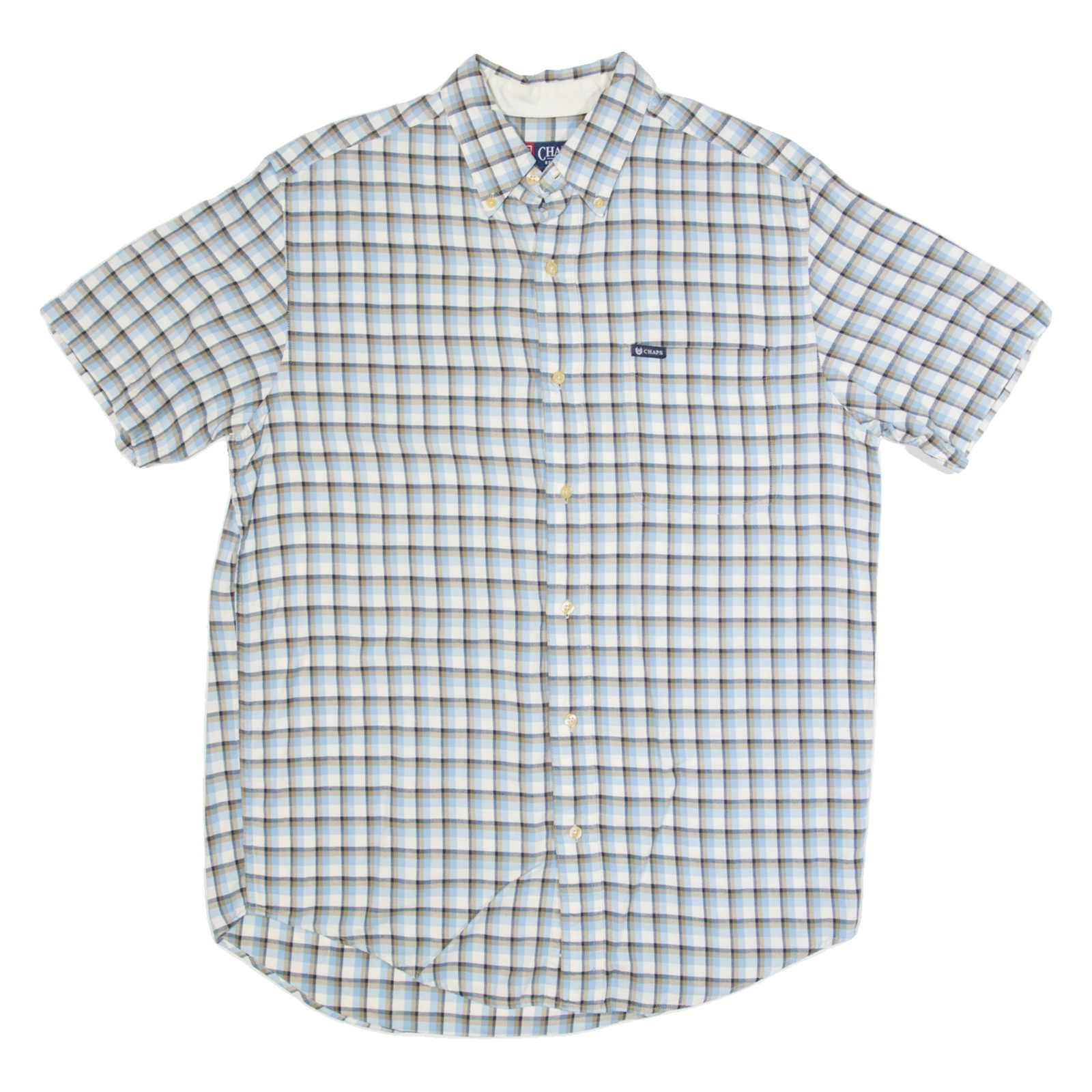 CHAPS Mens Shirt Blue Check M Refurbished - N/A refurbished available on Cerqular