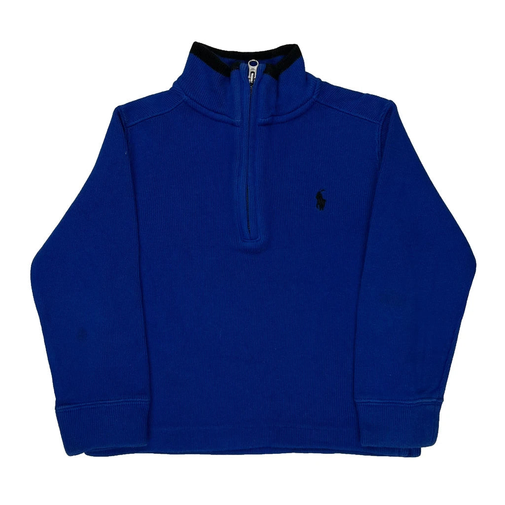 Age 2 Polo By Ralph Lauren 1/4 Zip - 2XS Blue Cotton Refurbished - Thrifted (note: this is a term often used to describe second- refurbished available on Cerqular