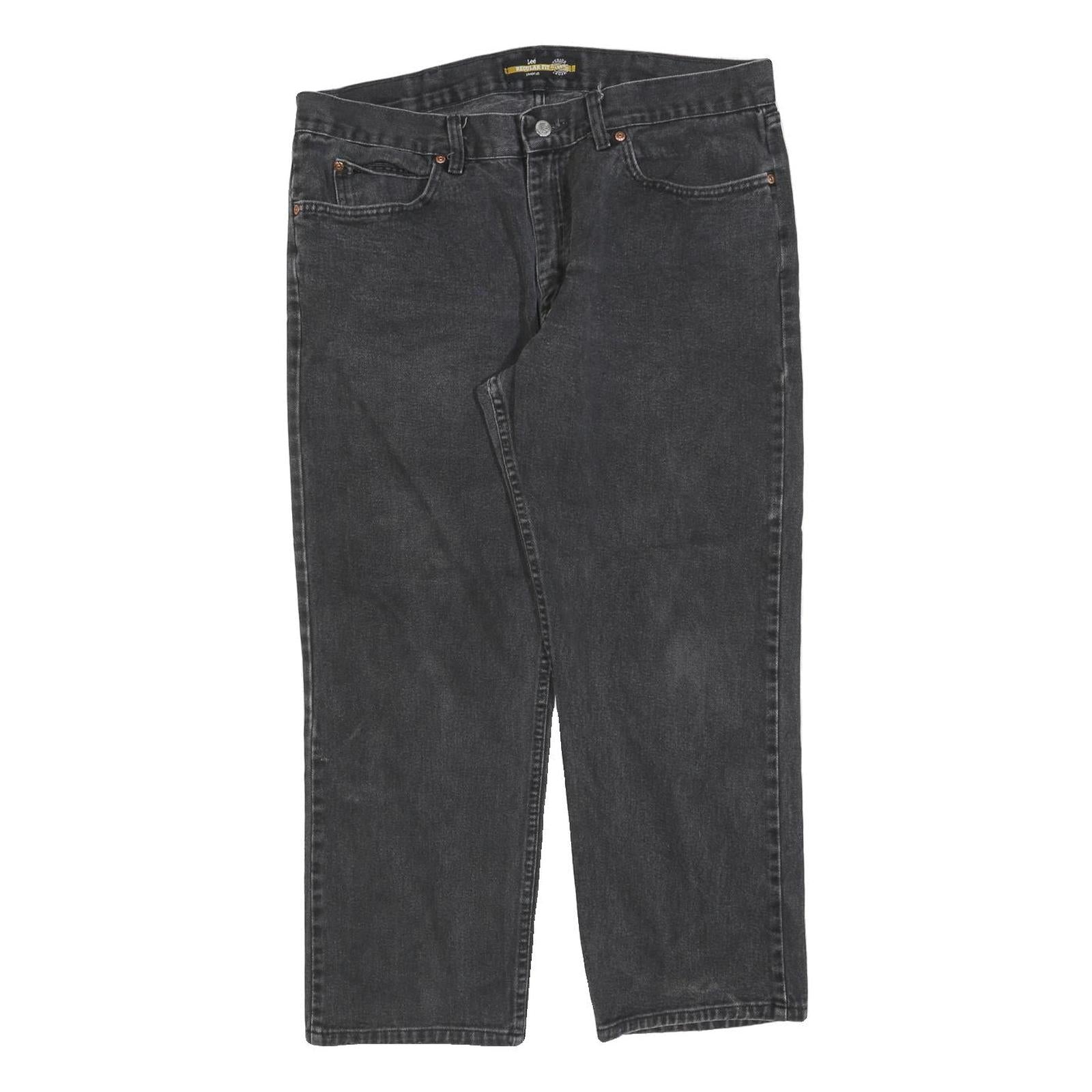 LEE Mens Regular Black Cotton Blend Denim Jeans W36 L26 Classic Zip Pockets Refurbished - N/A refurbished available on Cerqular