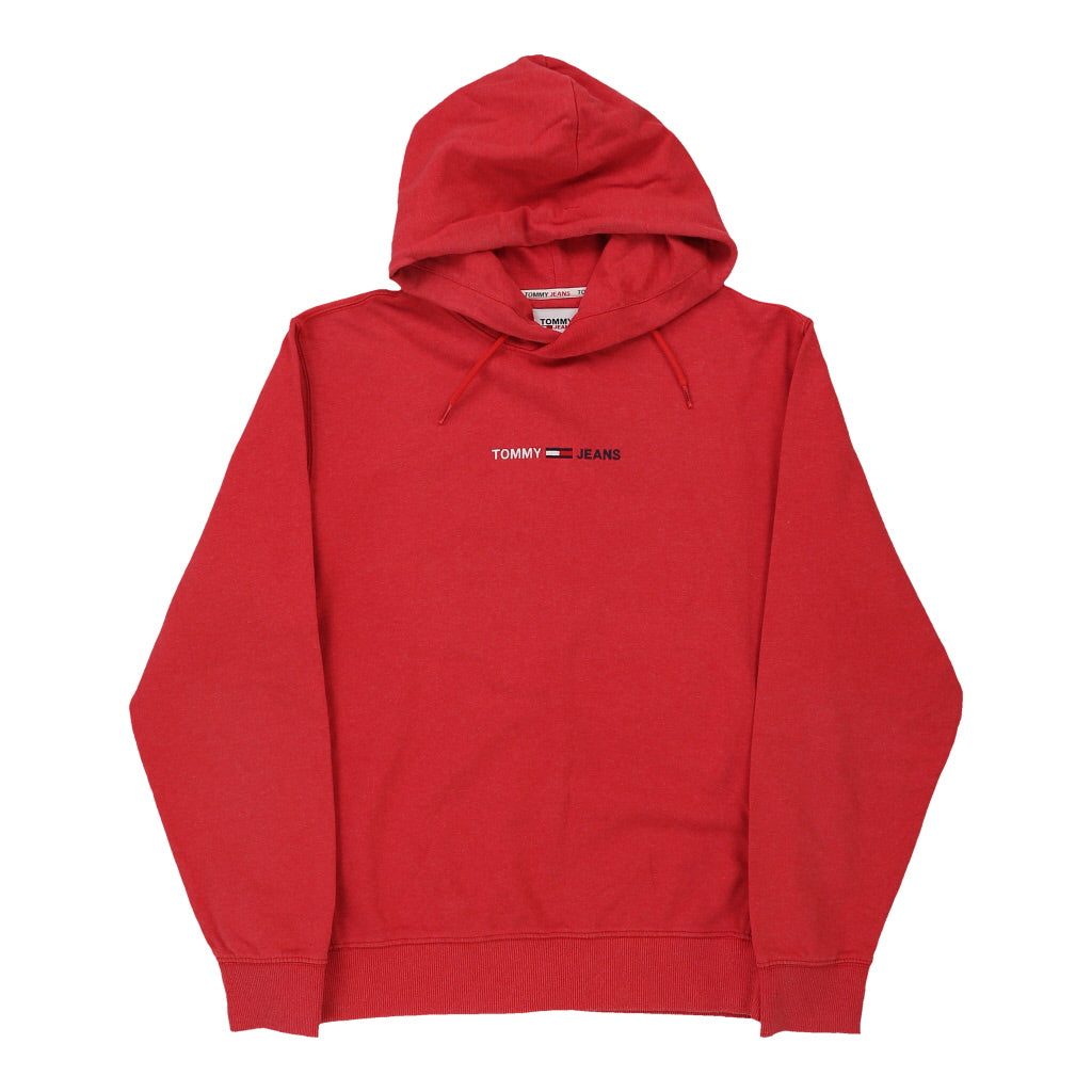 Tommy Jeans Hoodie - Medium Red Cotton Blend | Size: medium Refurbished - Thrifted (note: this is a term often used to describe second- refurbished available on Cerqular