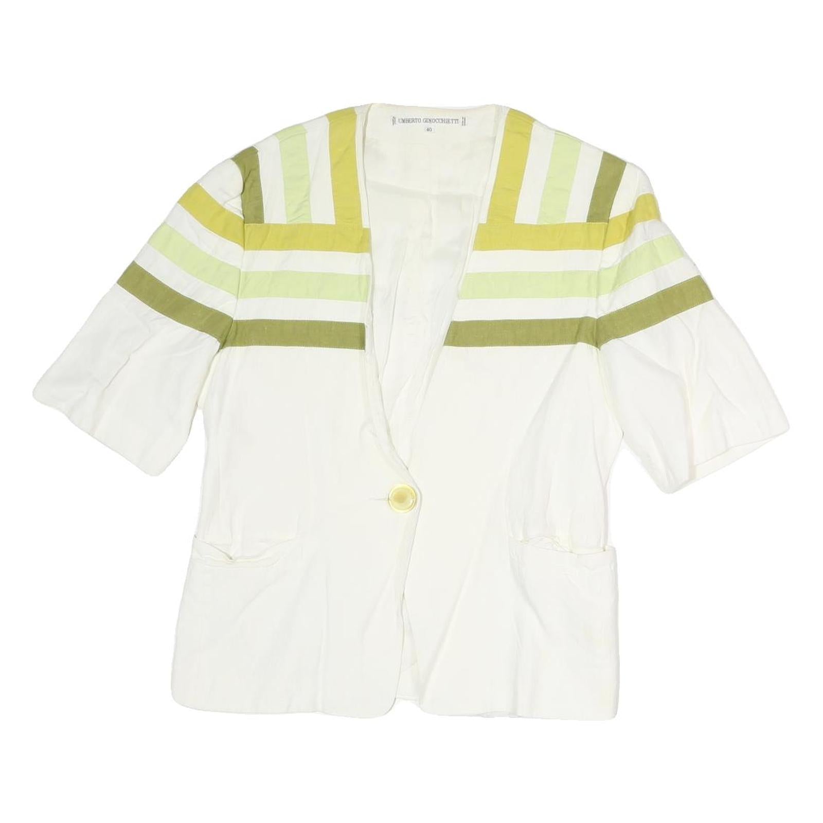 UMBERTO GINOCCHIETTI Womens White & Olive Colourblock Coach Jacket M Polyester Refurbished - N/A refurbished available on Cerqular