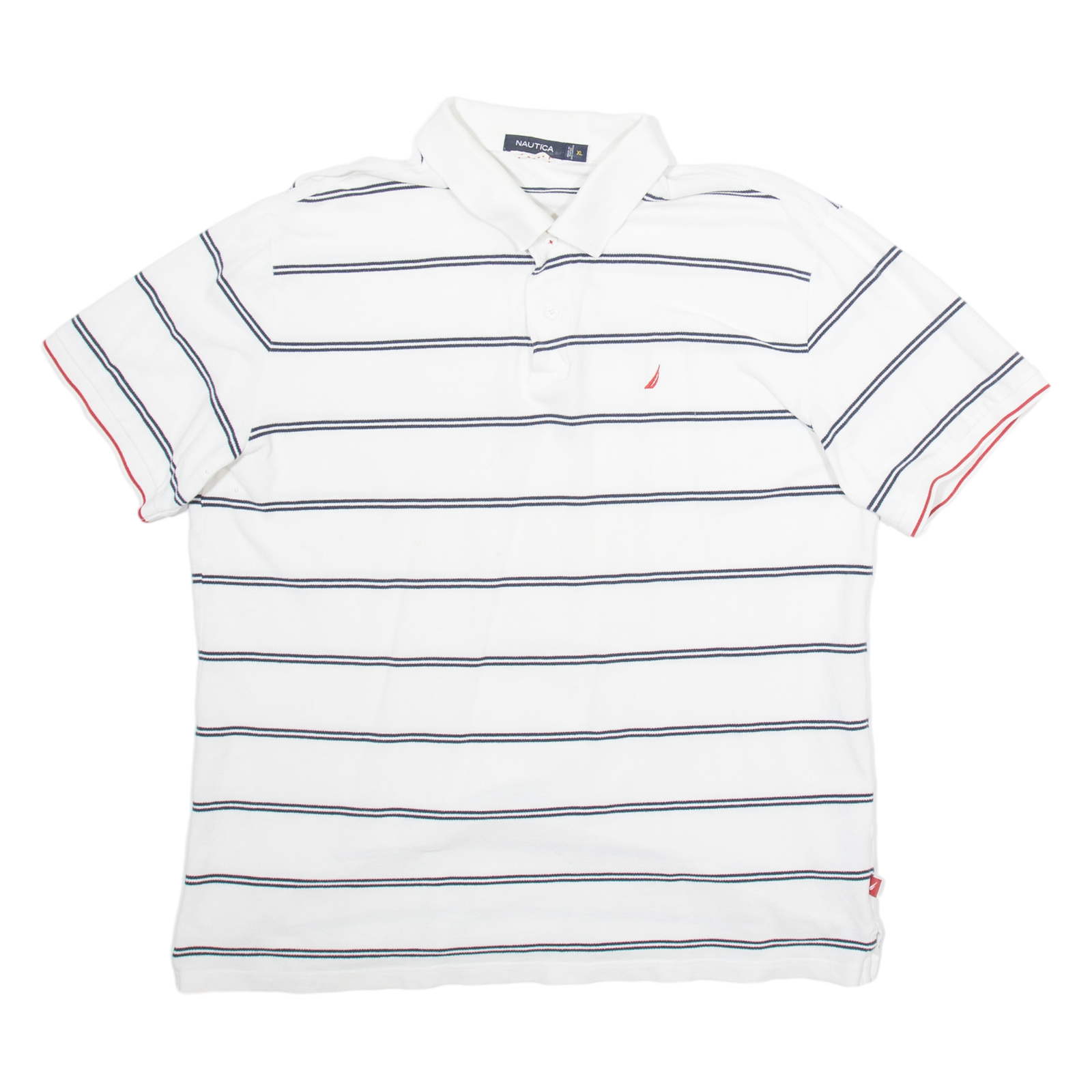 NAUTICA Mens Polo Shirt White Striped XL Refurbished - N/A refurbished available on Cerqular