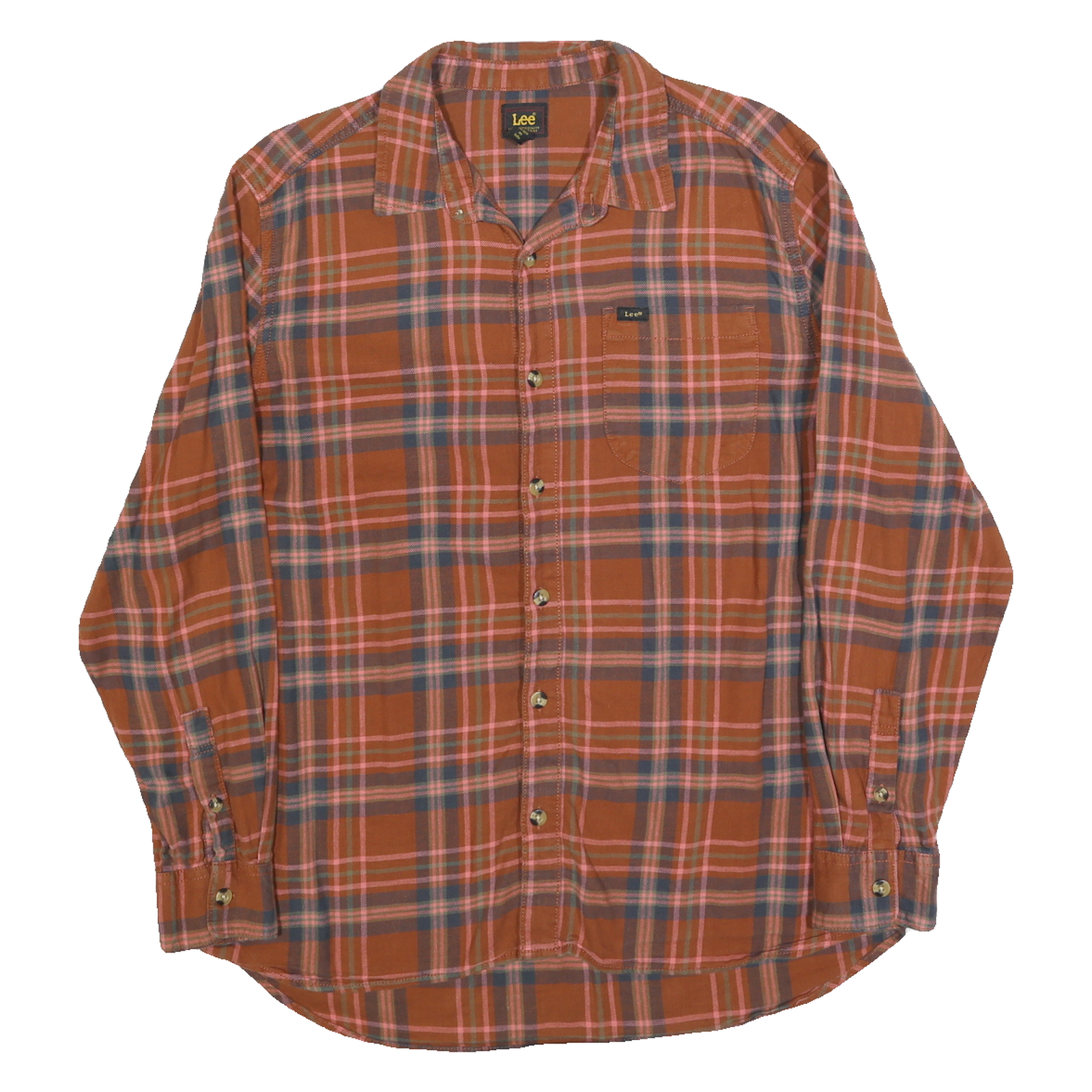 LEE Mens Brown & Blue Plaid Shirt XL Cotton Blend Casual Comfortable Refurbished - N/A refurbished available on Cerqular