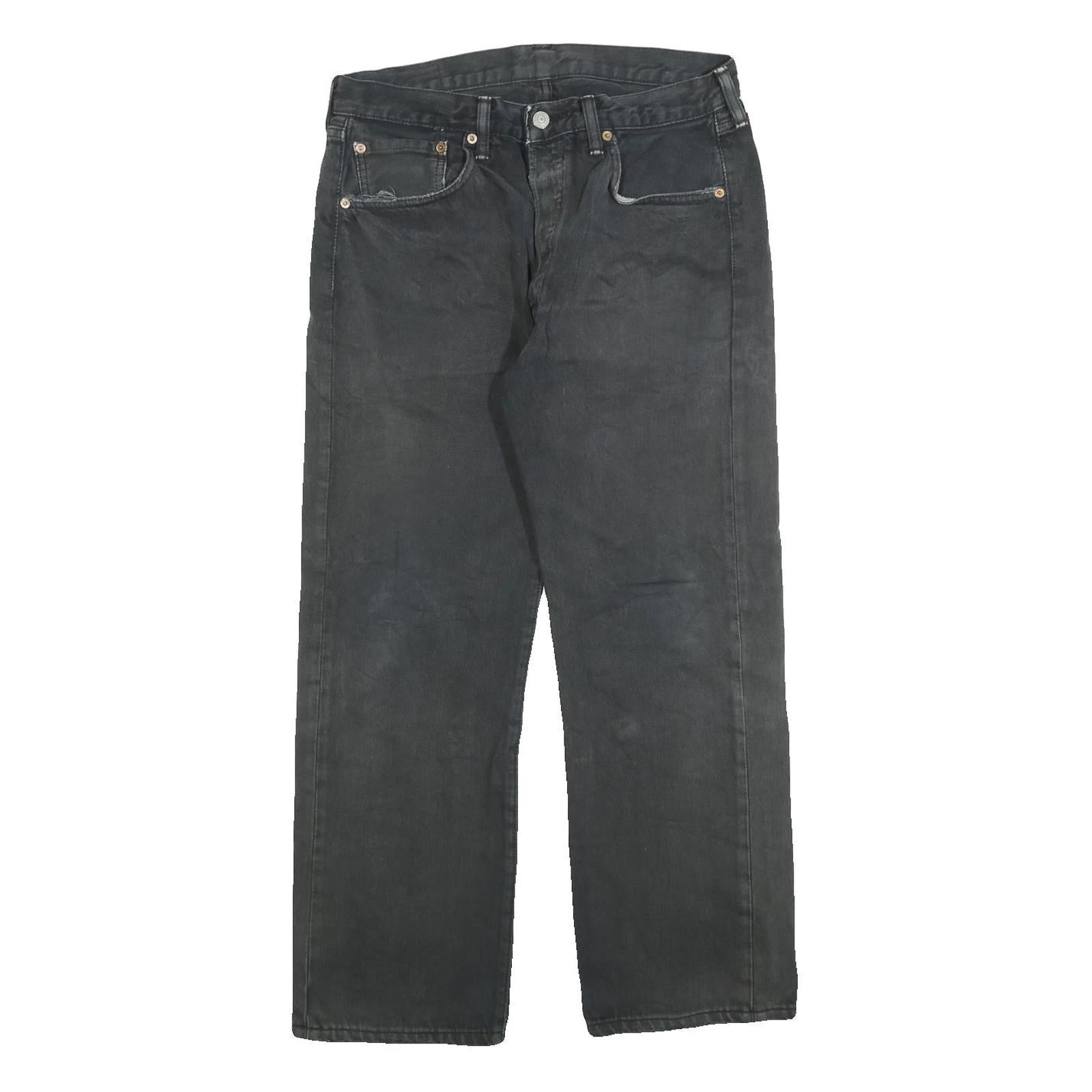 LEVI'S 501 Mens Black Regular Straight Denim Medium W30 L27 Classic Fit Jeans Refurbished - N/A refurbished available on Cerqular