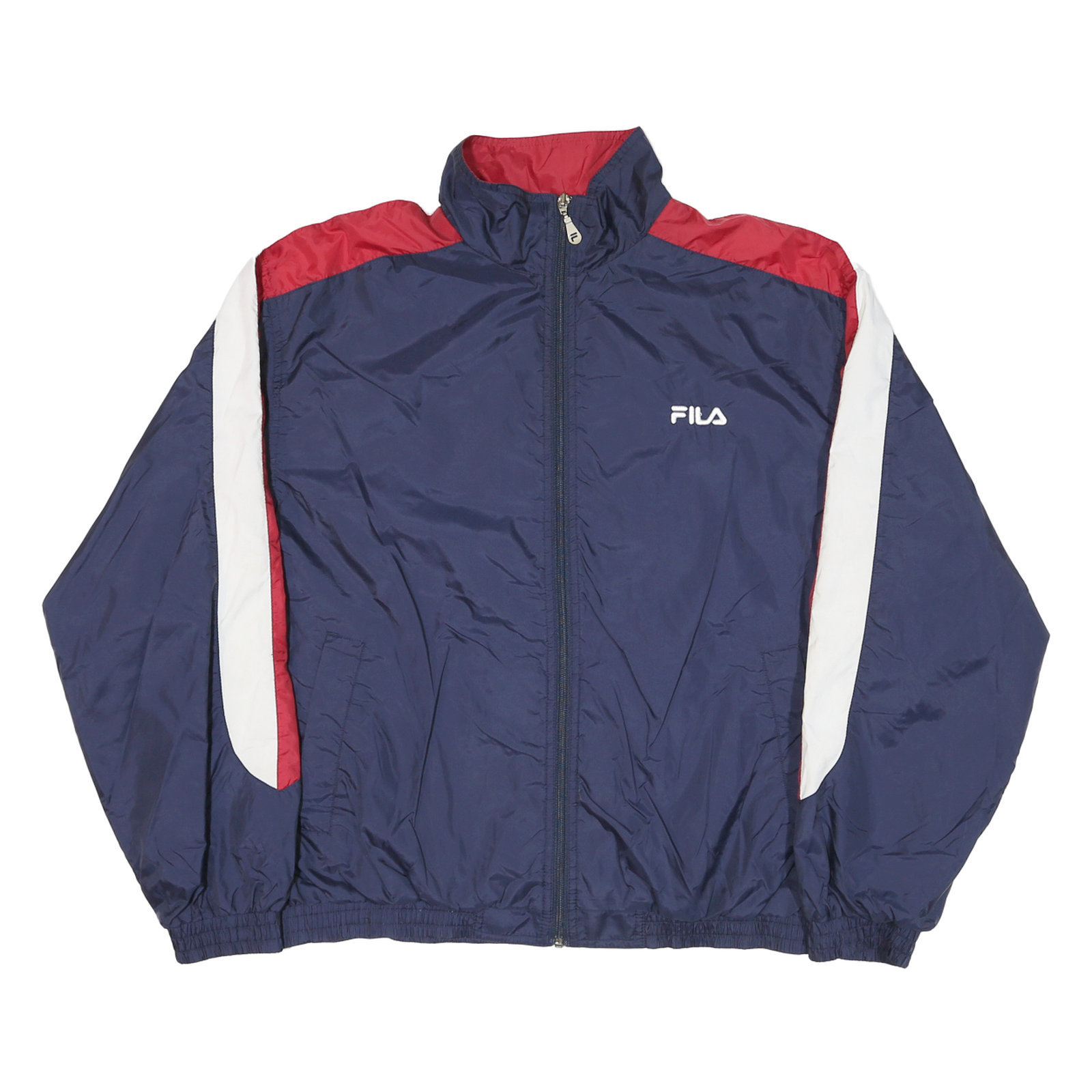 FILA Mens Blue & Red & White Colourblock Track Jacket M Polyester Blend Refurbished - N/A refurbished available on Cerqular