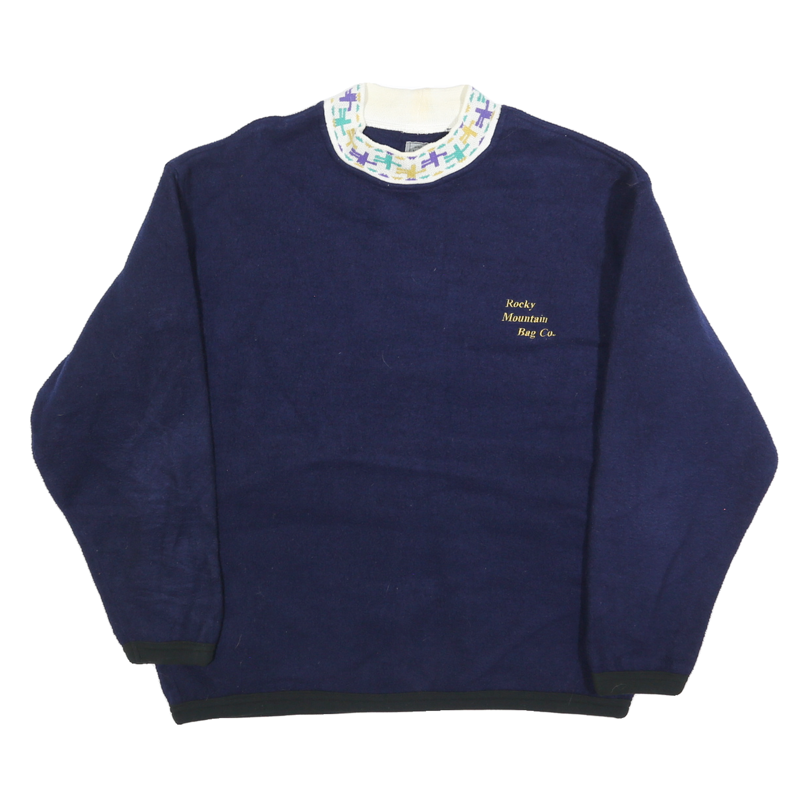 ROCKY MOUNTAIN BAG Womens Navy Patterned Jumper Round Neck Basic Knit L Refurbished - N/A refurbished available on Cerqular