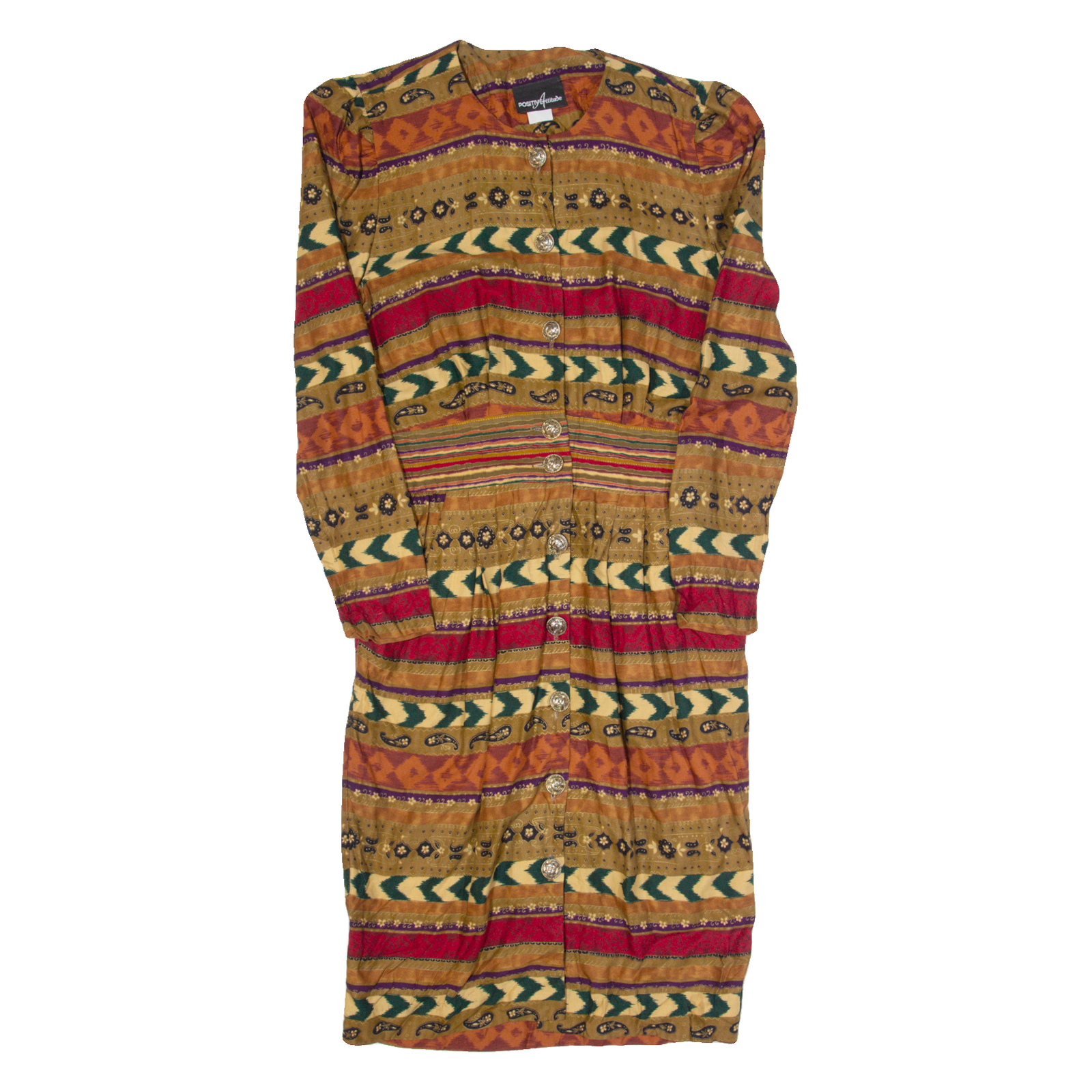 POSITIVE ATTITUDE Womens Pencil Dress Brown 90s Fair Isle Knee Length M Refurbished - N/A refurbished available on Cerqular
