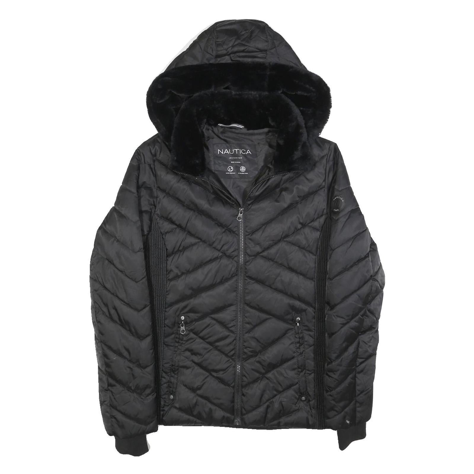 NAUTICA Womens Black Polyester Blend Quilted Jacket S Zip Hooded Refurbished - N/A refurbished available on Cerqular
