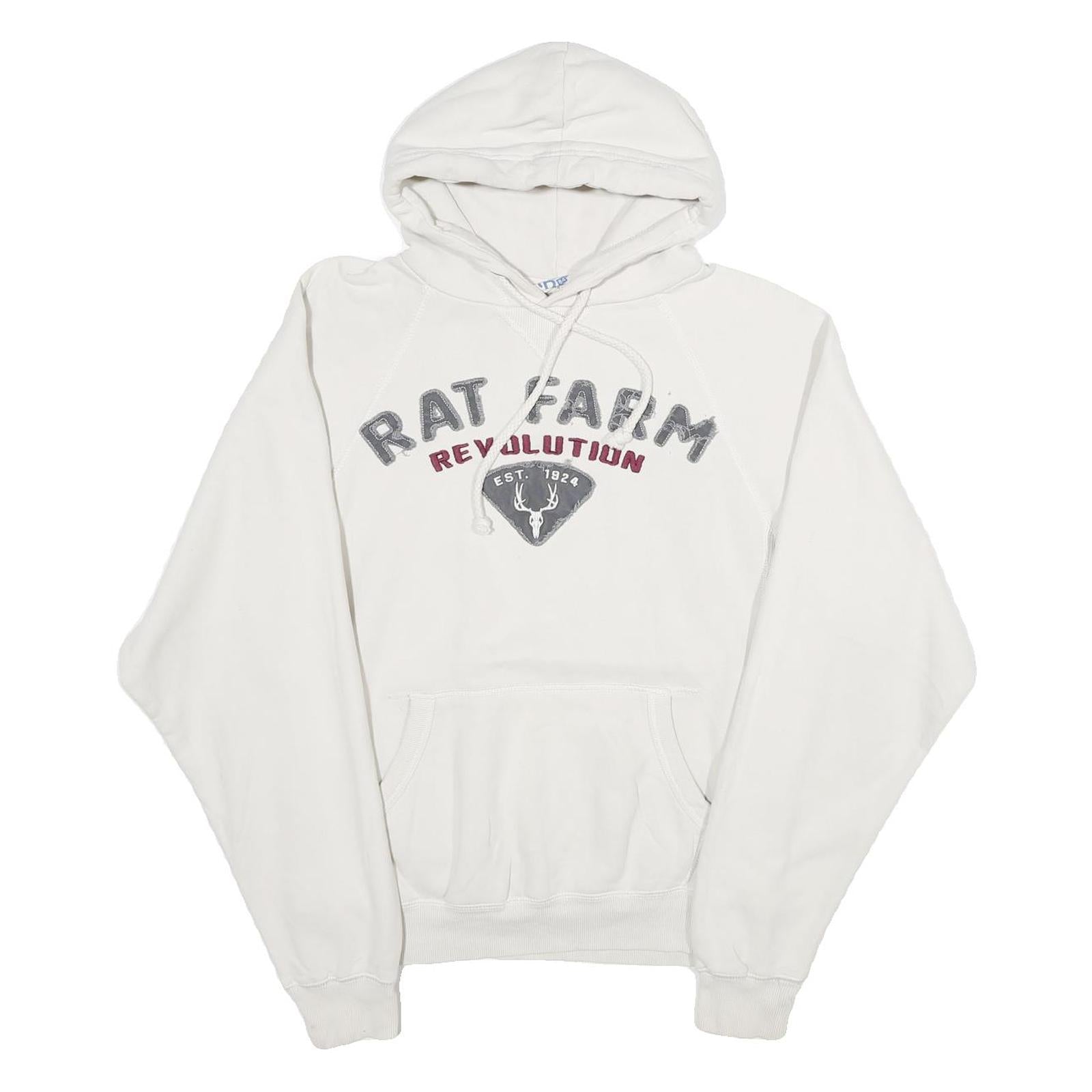 BLUE 84 Mens White Rat Farm Revolution Pullover Hoodie S Cotton Blend Refurbished - N/A refurbished available on Cerqular