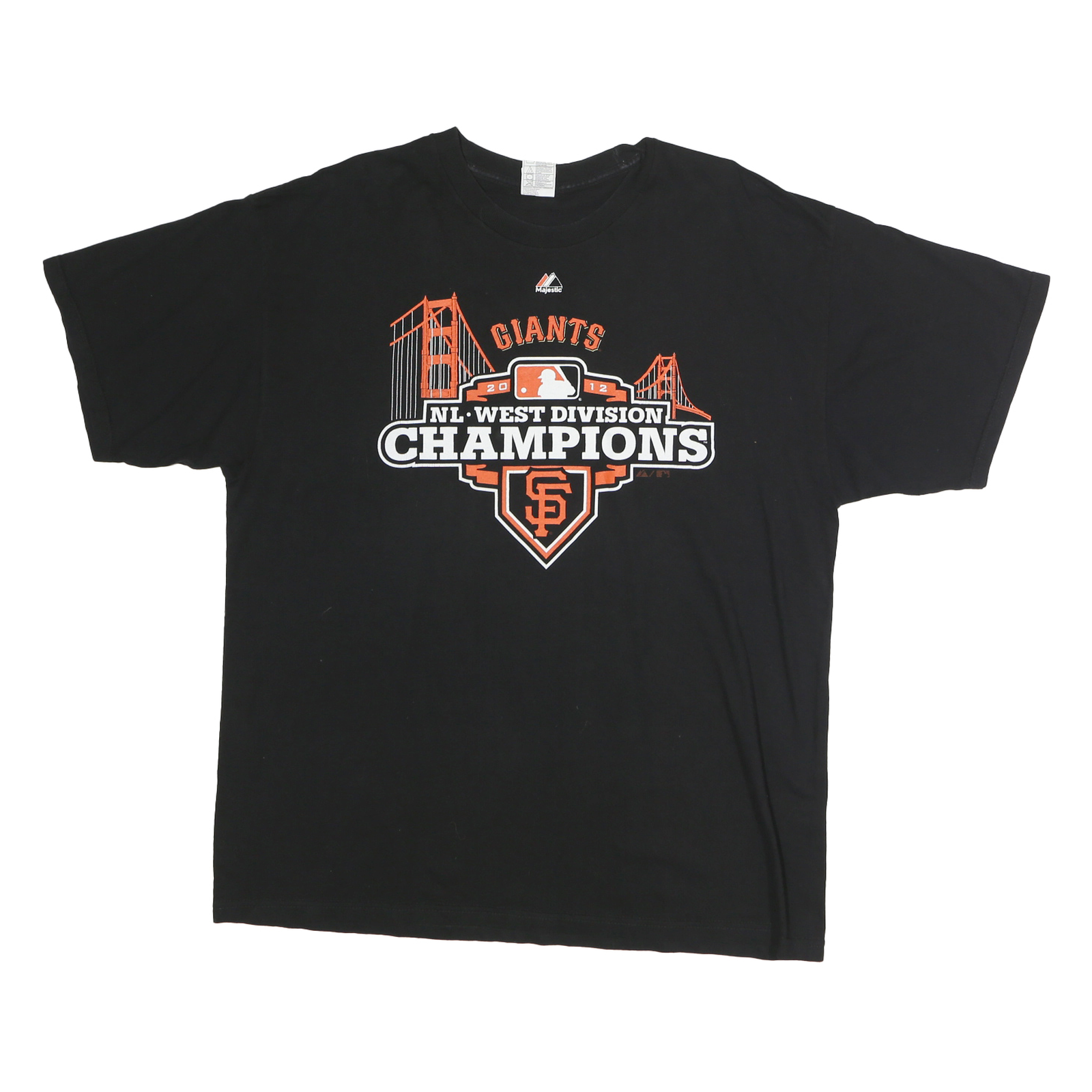 MAJESTIC Mens Black Giants XL Short Sleeve Crew Neck Graphic T-Shirt NL West Refurbished - N/A refurbished available on Cerqular