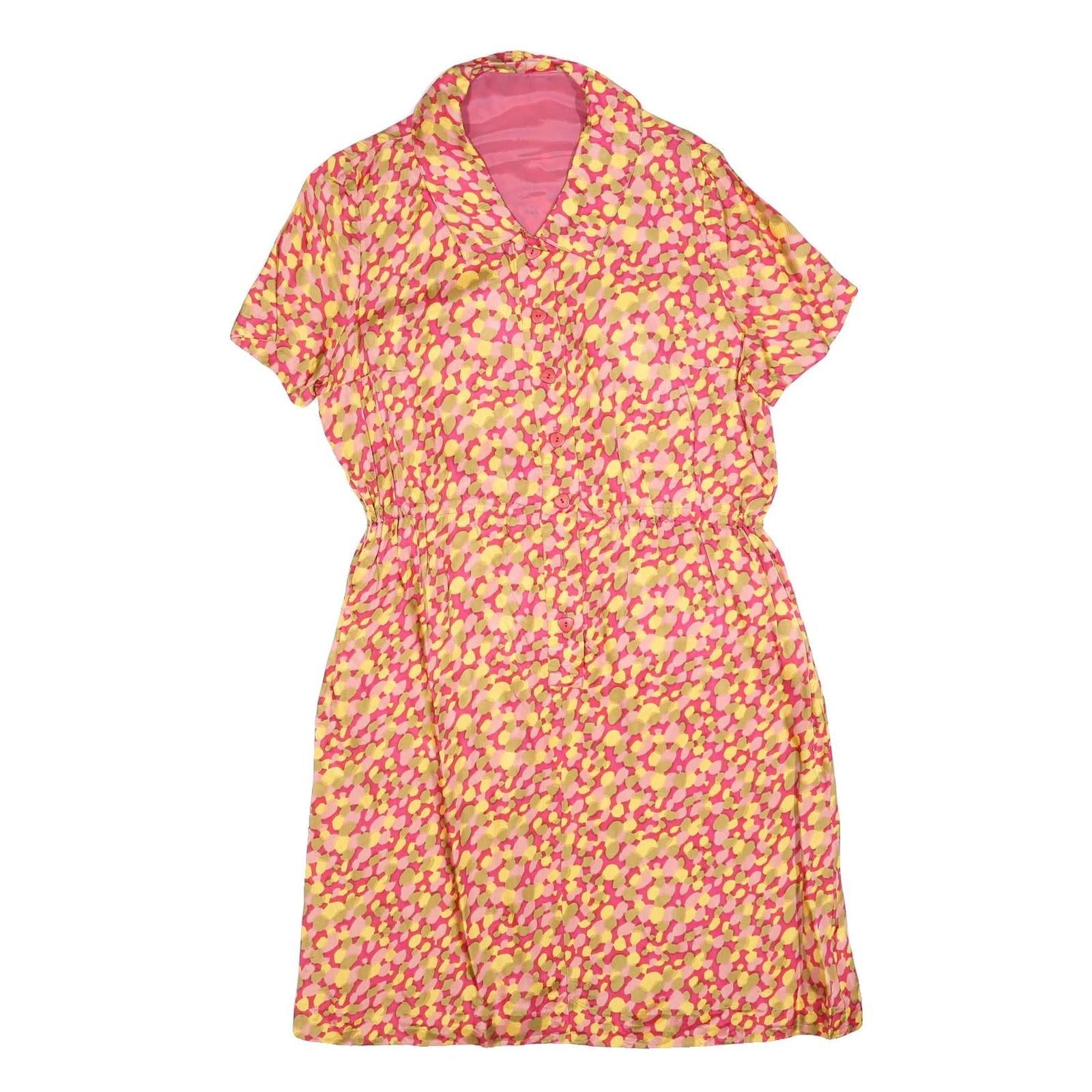 Womens Pink & Yellow Abstract Pattern Day Polyester Blend Dress Size M Short Refurbished - N/A refurbished available on Cerqular