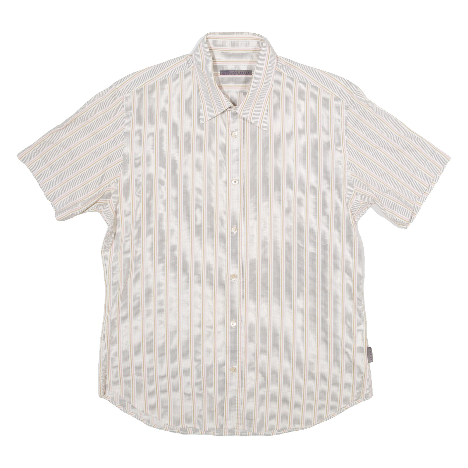 TED BAKER Mens Shirt Cream Striped M Refurbished - N/A refurbished available on Cerqular