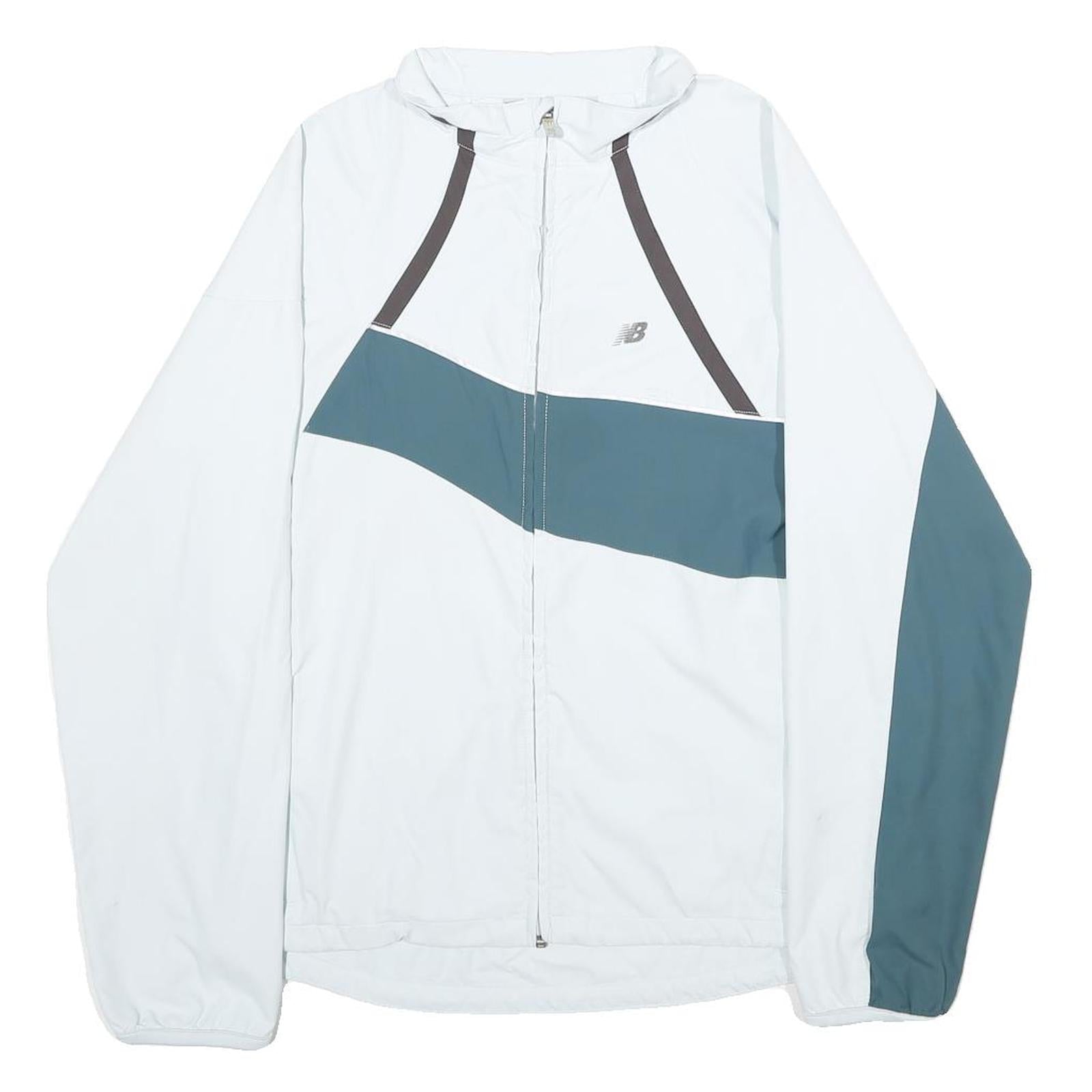 NEW BALANCE Womens White & Grey Casual Zip Jacket M Polyester Blend Sportswear Refurbished - N/A refurbished available on Cerqular