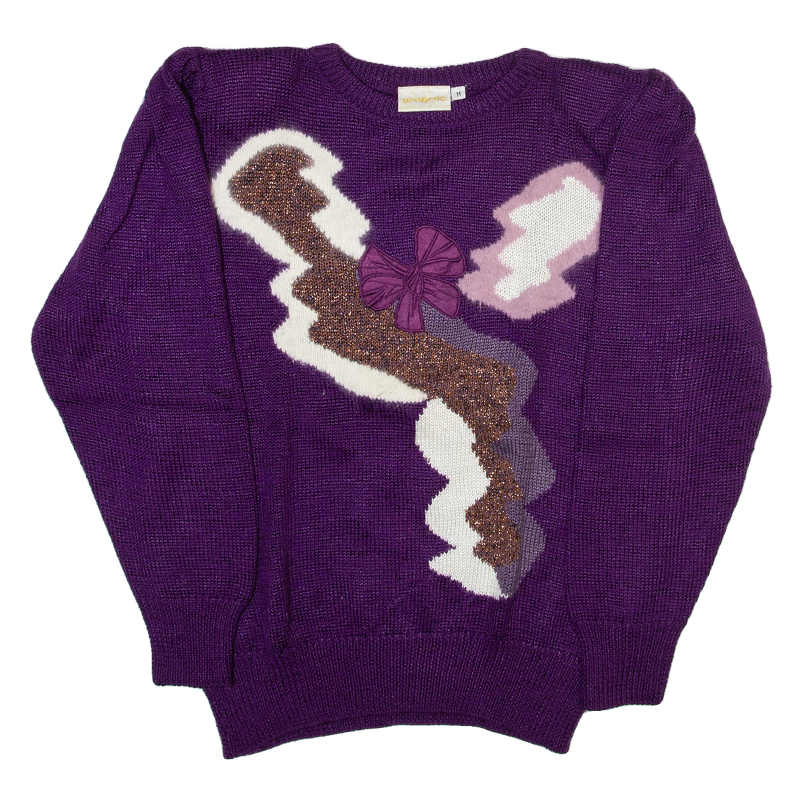 PROGRES Shoulder Pad Womens Jumper Purple Tight Knit M Refurbished - N/A refurbished available on Cerqular