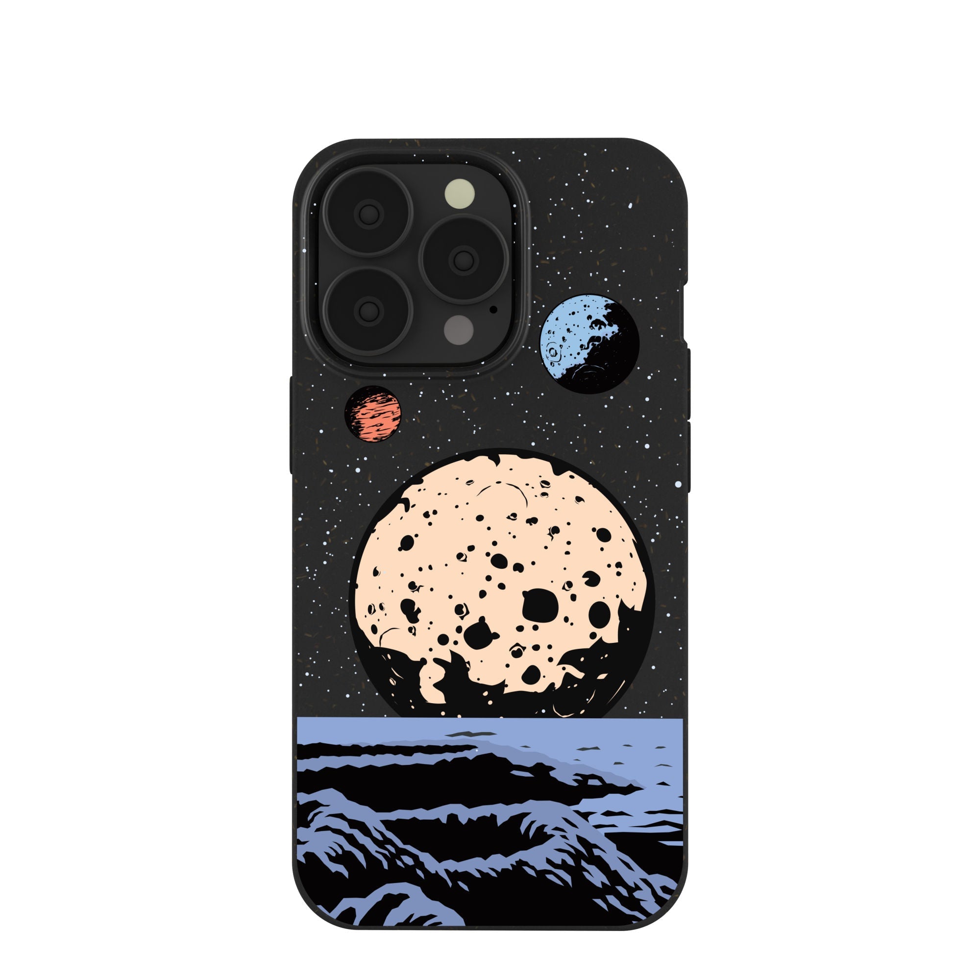 Black Retro Moon iPhone 13 Pro Case Refurbished - Pela Case refurbished available on Cerqular