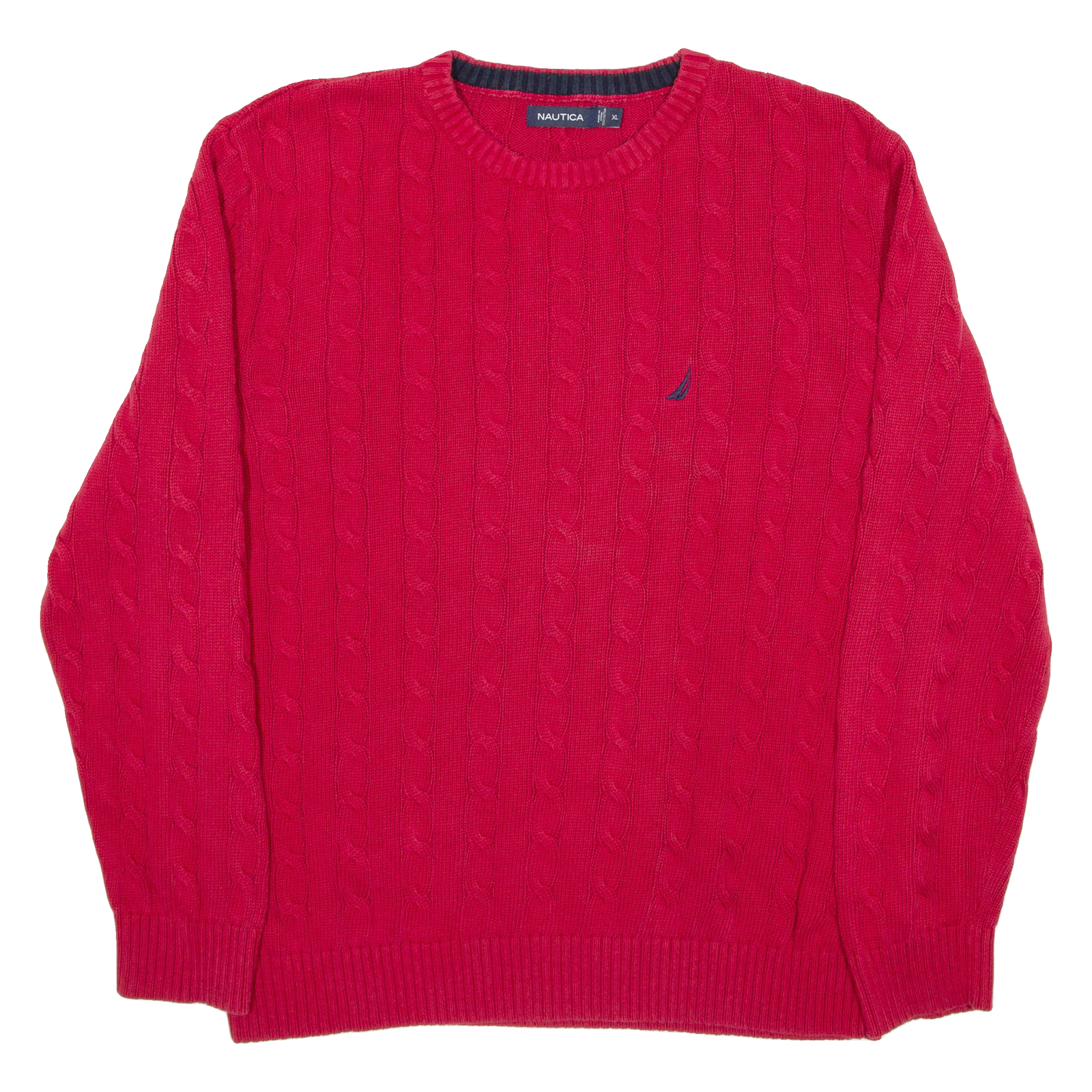 NAUTICA Mens Jumper Red Cable Knit XL Refurbished - N/A refurbished available on Cerqular