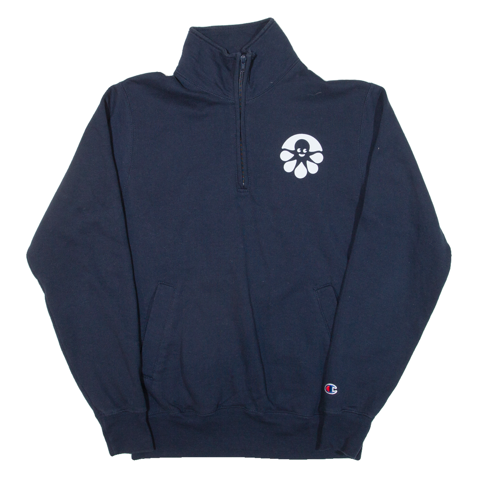 CHAMPION Mens Sweatshirt Blue 1/4 Zip S Refurbished - N/A refurbished available on Cerqular