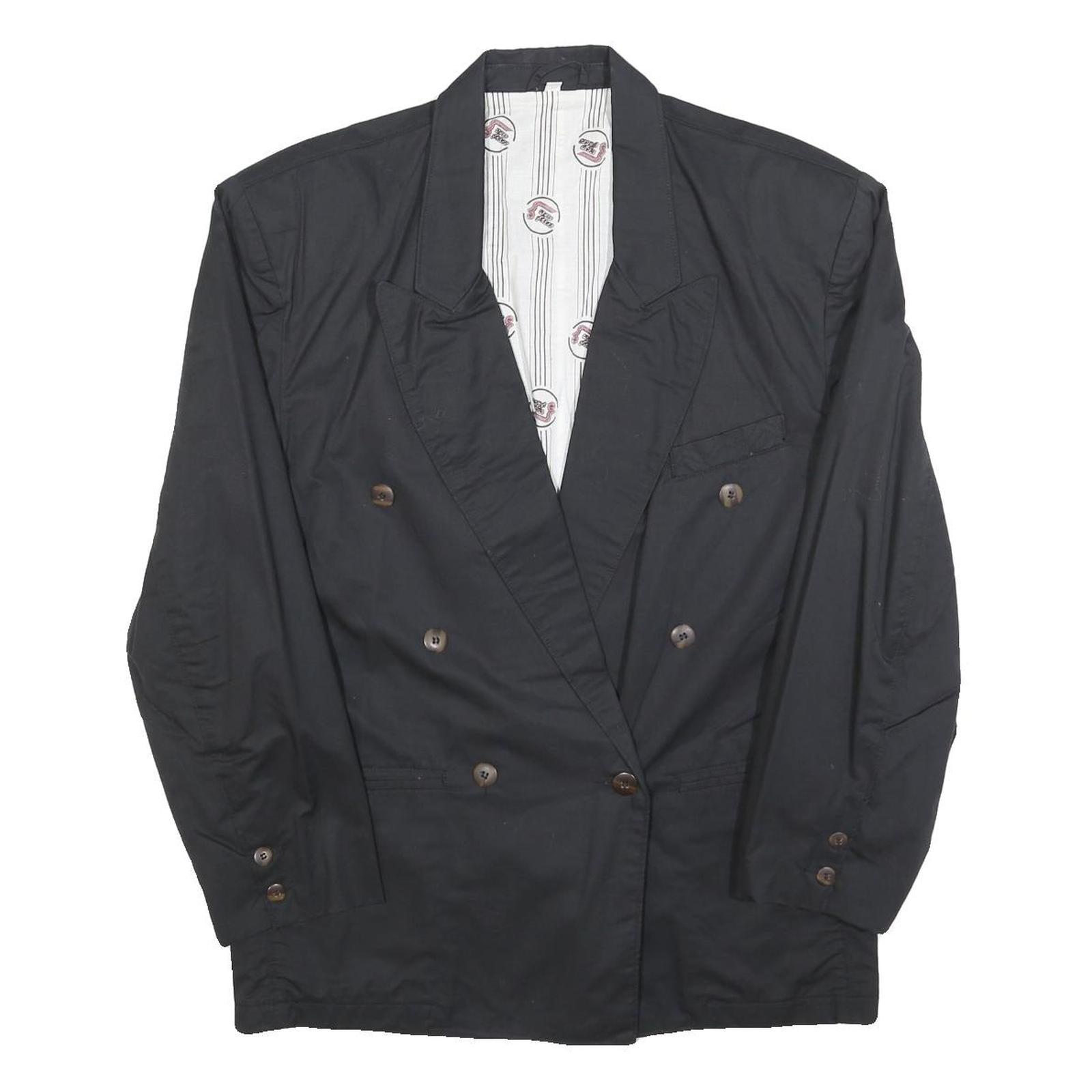 NEW FACES Womens Black Button Cotton Classic Jacket M Plain Button Closure Refurbished - N/A refurbished available on Cerqular