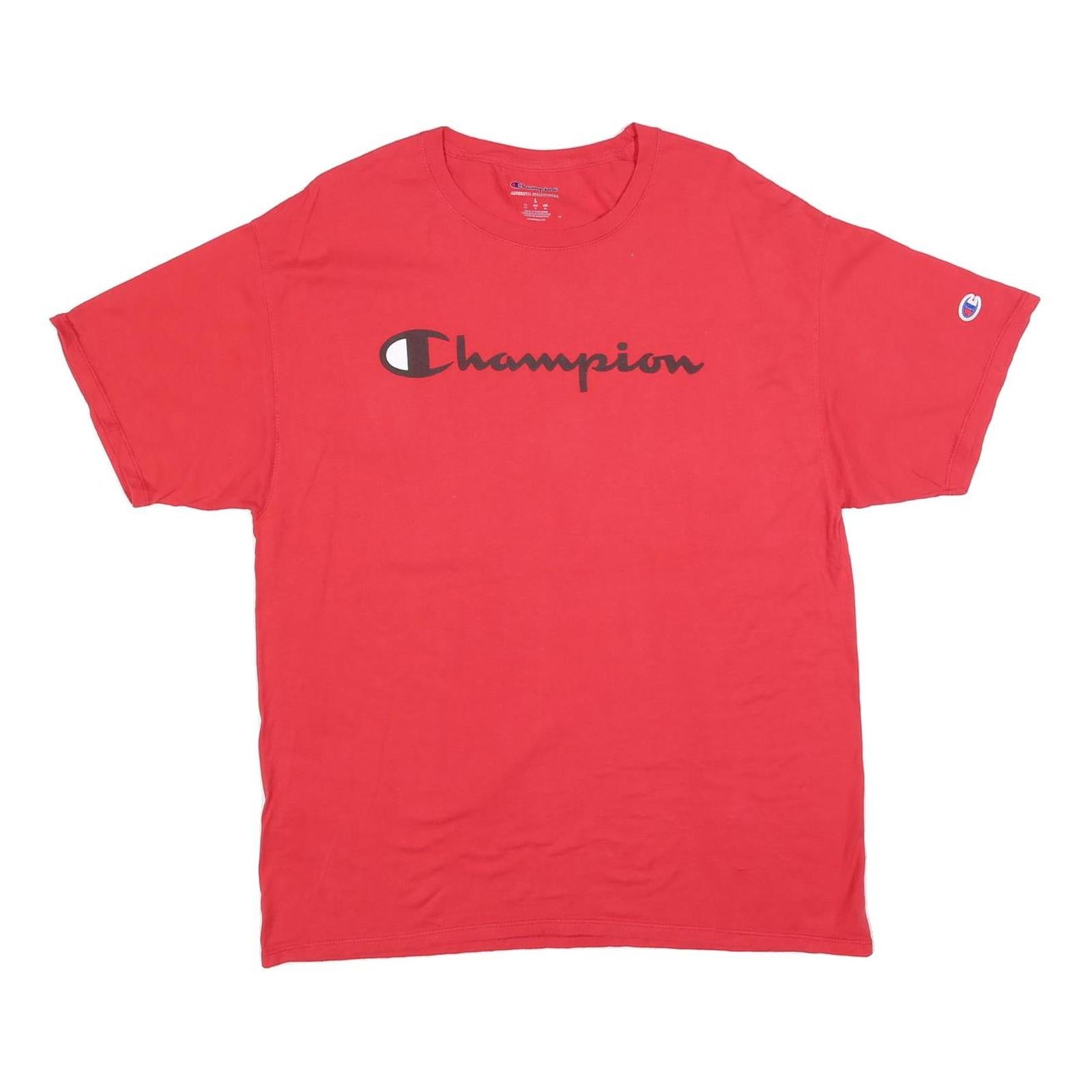 CHAMPION Mens Red Graphic T-Shirt L Short Sleeve Crew Neck Classic Cotton Blend Refurbished - N/A refurbished available on Cerqular
