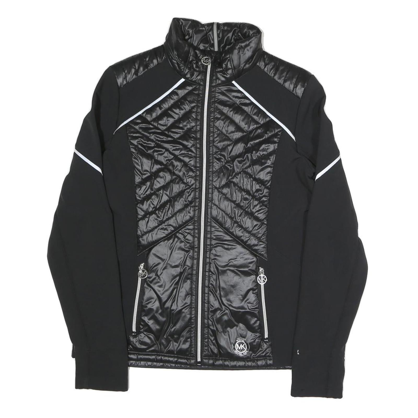 MICHAEL KORS Womens Black & Shiny Quilted Zip Jacket M Polyester Blend Athletic Refurbished - N/A refurbished available on Cerqular