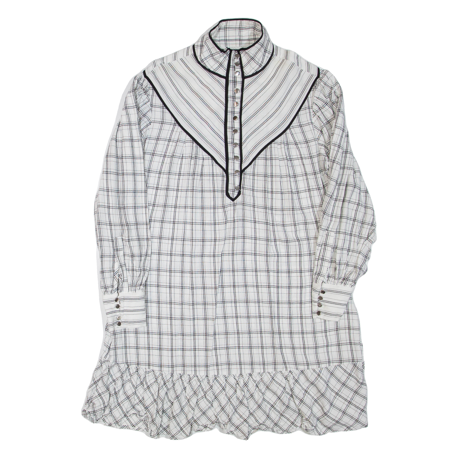 KAREN MILLEN Womens Day Dress White Check Long Sleeve Short UK 12 Refurbished - N/A refurbished available on Cerqular