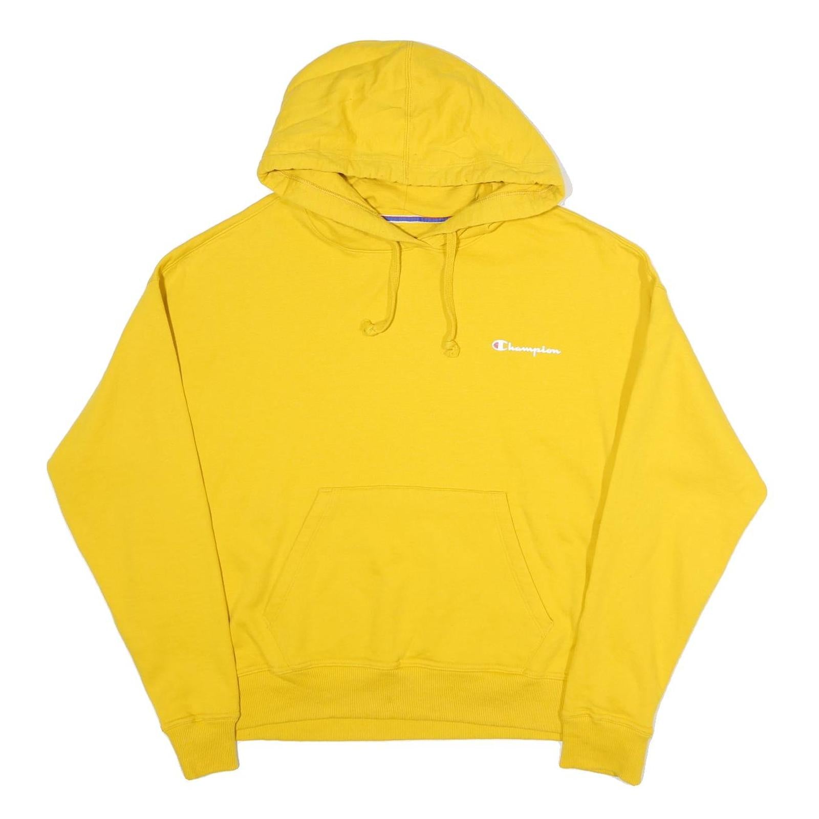 CHAMPION Womens Yellow Pullover Hoodie M Classic Logo Cotton Blend Refurbished - N/A refurbished available on Cerqular