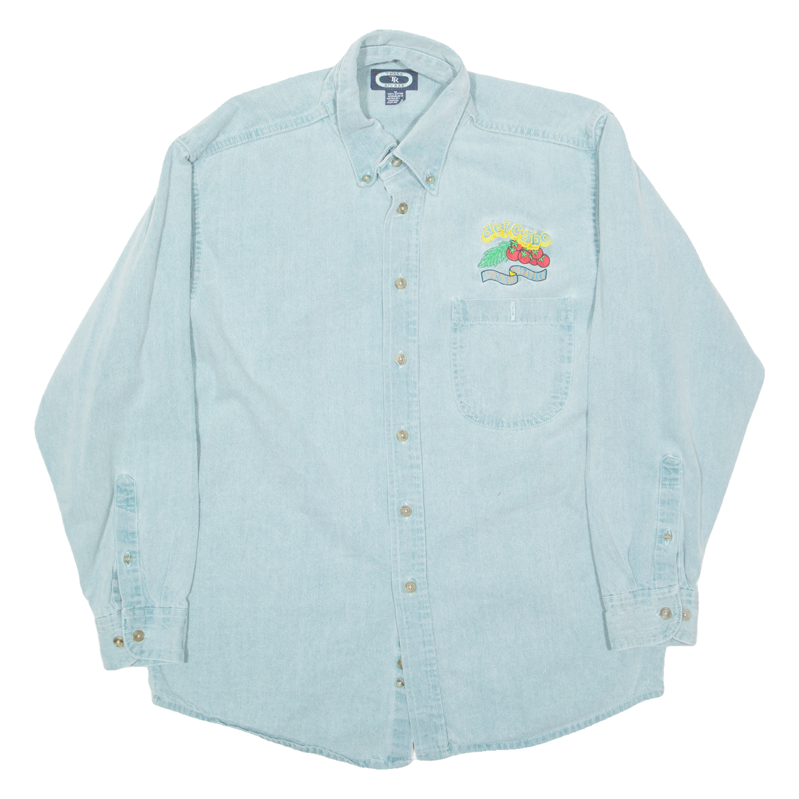 THREE RIVERS Mens Denim Shirt Blue Long Sleeve M Refurbished - N/A refurbished available on Cerqular