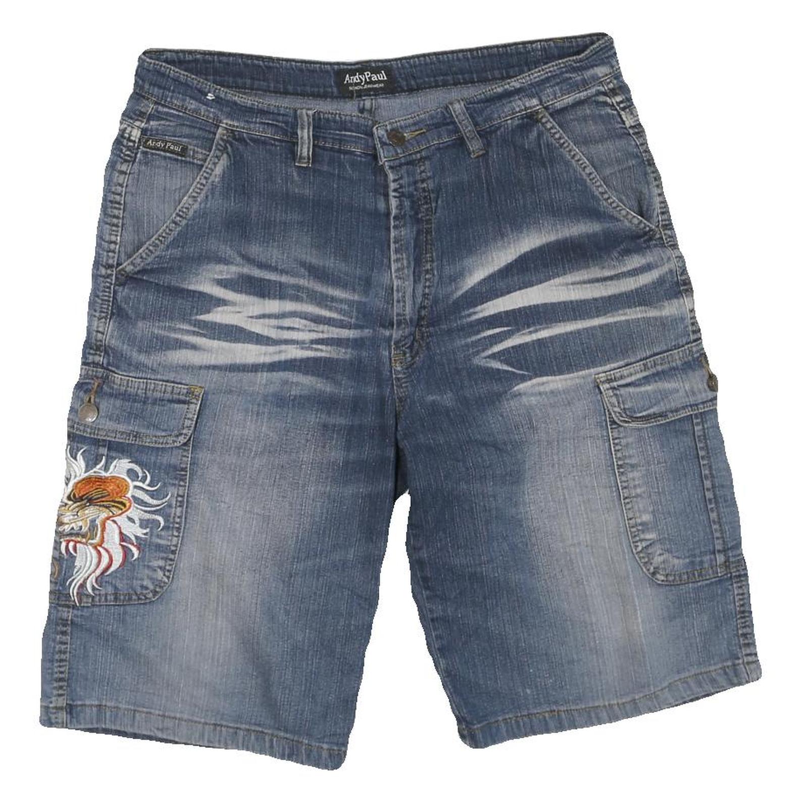 Buy ANDY PAUL Mens Blue Denim Cargo Shorts L W36 Embroidered Lion Patch Refurbished - $15.59 ANDY PAUL Mens Blue Denim Cargo Shorts L W36 Embroidered Lion Patch Refurbished - N/A refurbished available on Cerqular