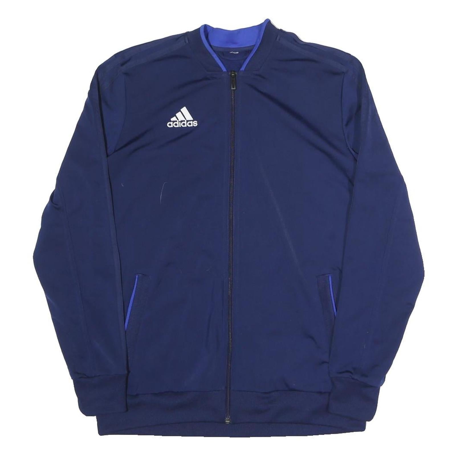 ADIDAS Mens Blue Jacket M Polyester Blend Track Top Sportswear Zip Casual Refurbished - N/A refurbished available on Cerqular