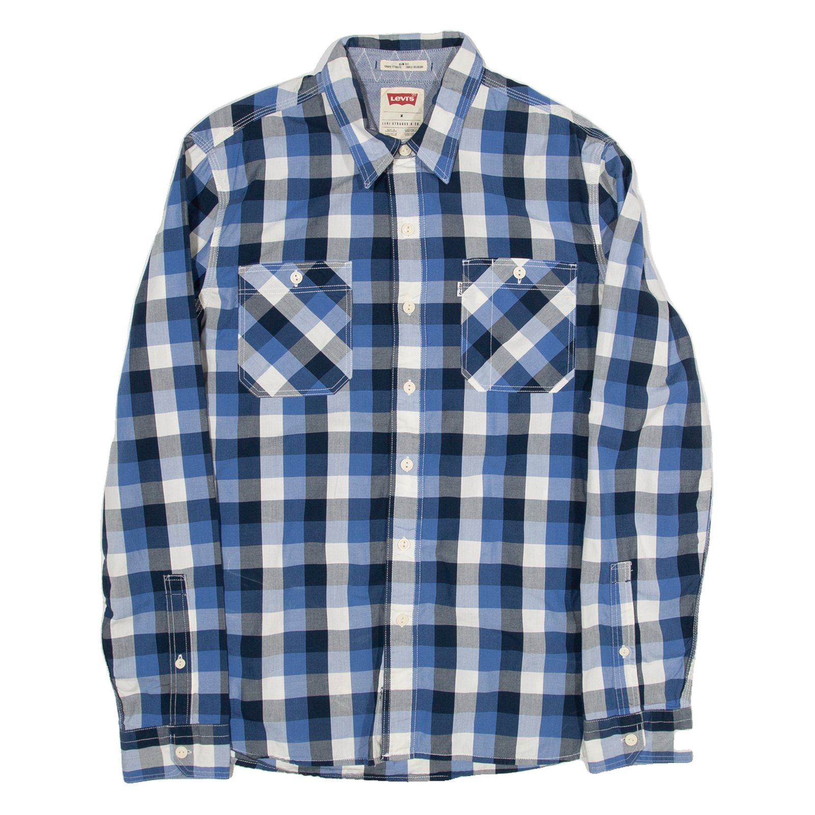 Buy LEVI'S Slim Fit Mens Shirt Blue Gingham Long Sleeve M Refurbished - $31.19 LEVI'S Slim Fit Mens Shirt Blue Gingham Long Sleeve M Refurbished - N/A refurbished available on Cerqular